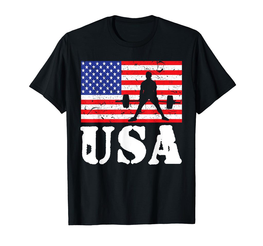 Distressed Powerlifting Usa American T-Shirt - Novelty Apparel Men Women - T-Shirt, Sweatshirt, Hoodie
