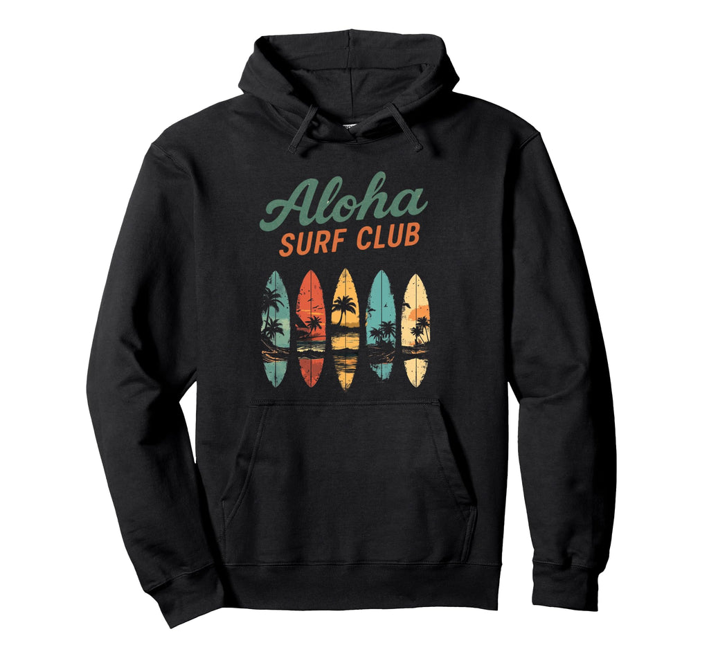 Aloha Surf Club Tropical Surfboards Hoodie - Aesthetic Graphic Unisex - T-Shirt, Sweatshirt, Hoodie