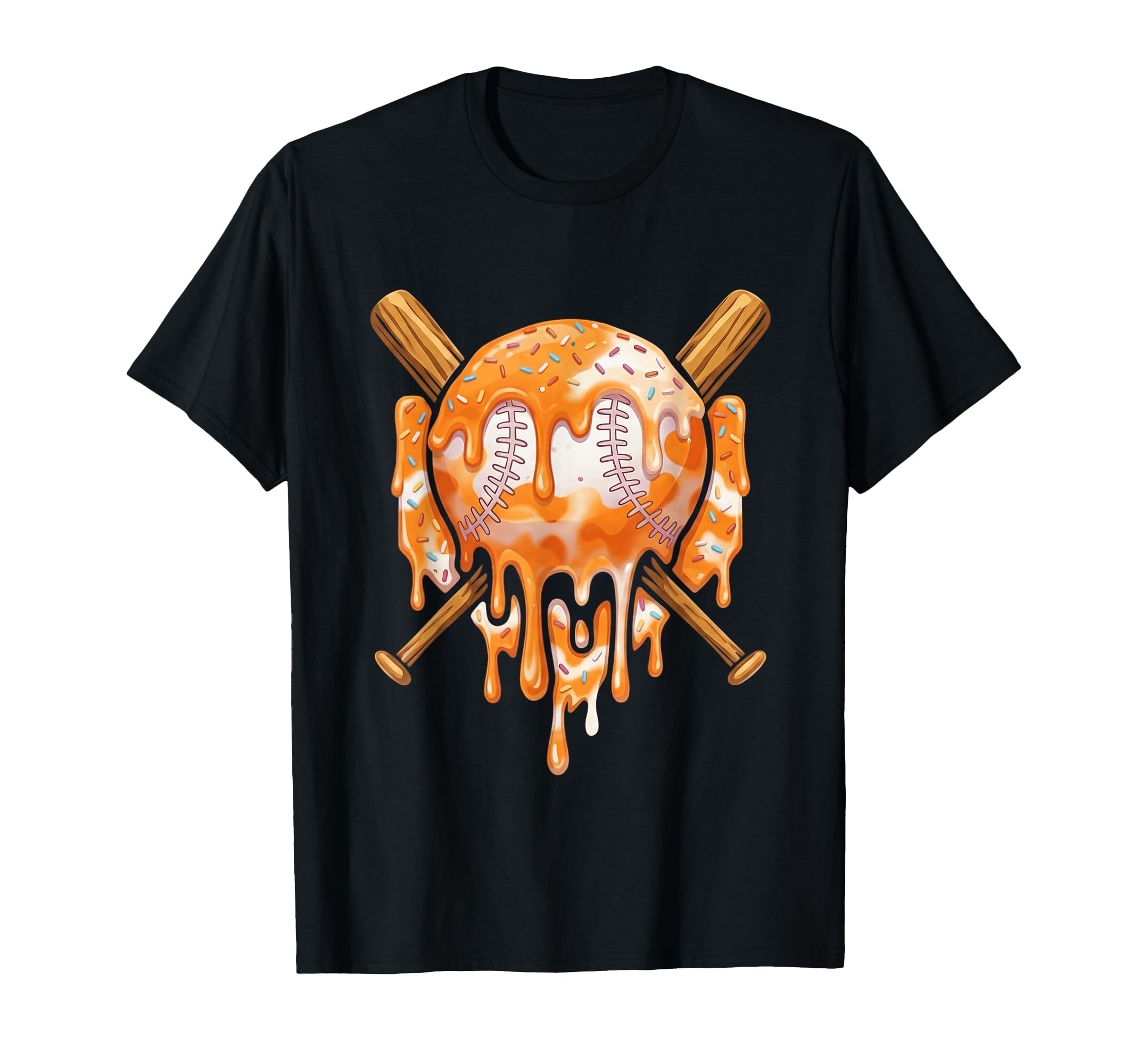 Baseball Drip Ice Cream Dripping T-Shirt - Fun Novelty Design for Adults - T-Shirt, Sweatshirt, Hoodie
