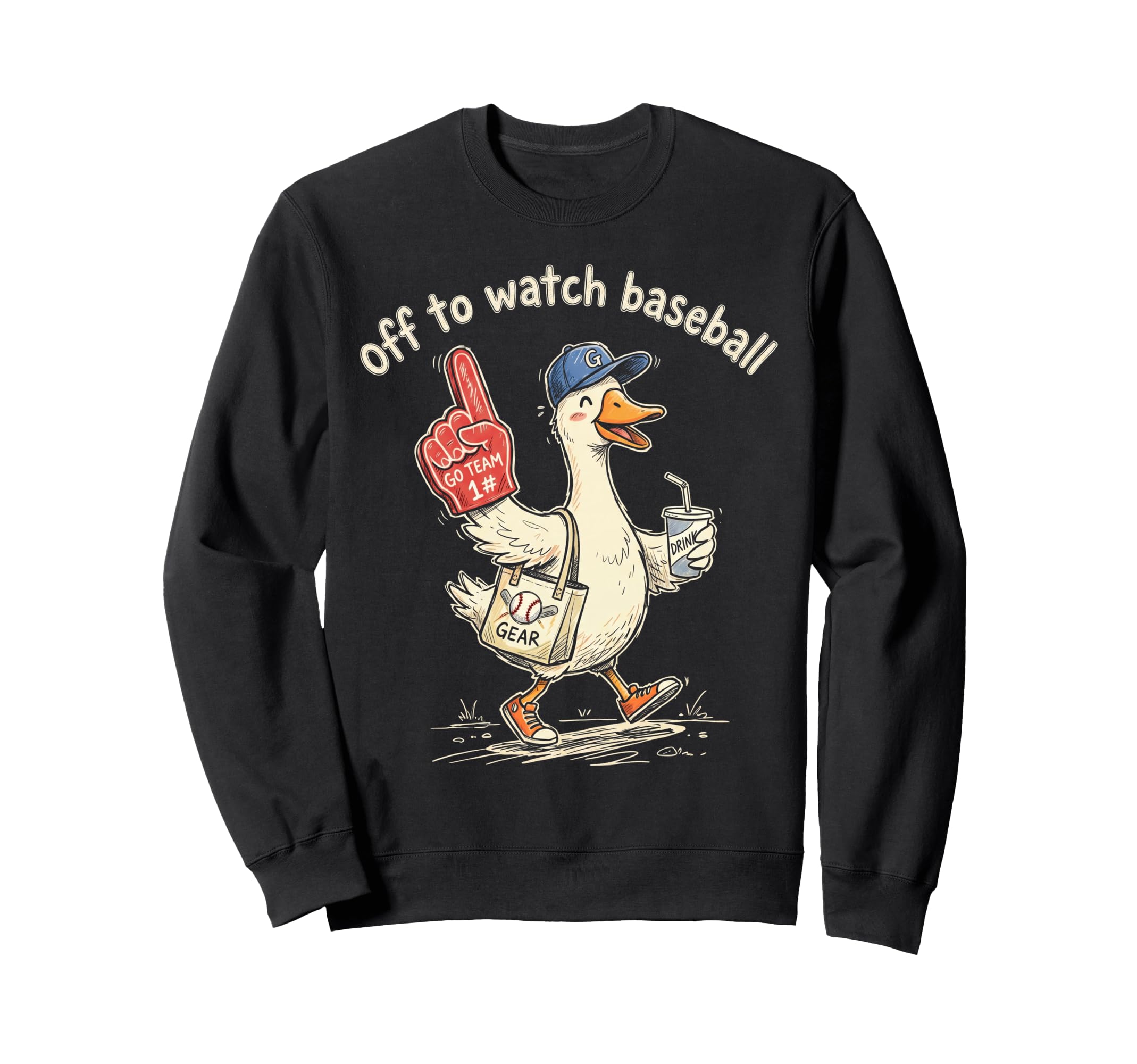 Off To Watch Basebal Silly Goose Sweatshirt - Aesthetic Graphic Unisex - T-Shirt, Sweatshirt, Hoodie