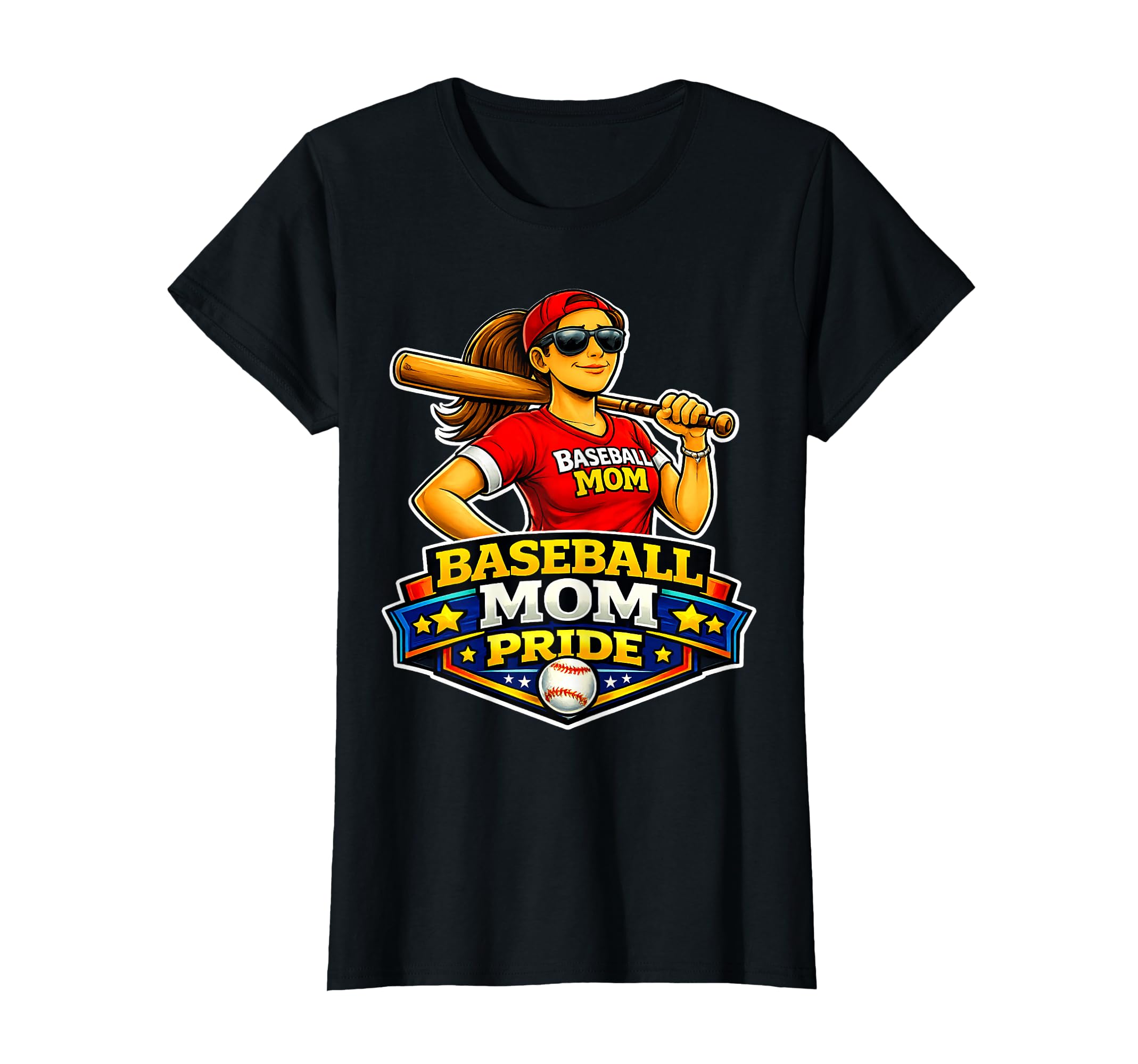 Baseball Mom Pride Game Day Support T-Shirt - Aesthetic Graphic for Adults - T-Shirt, Sweatshirt, Hoodie