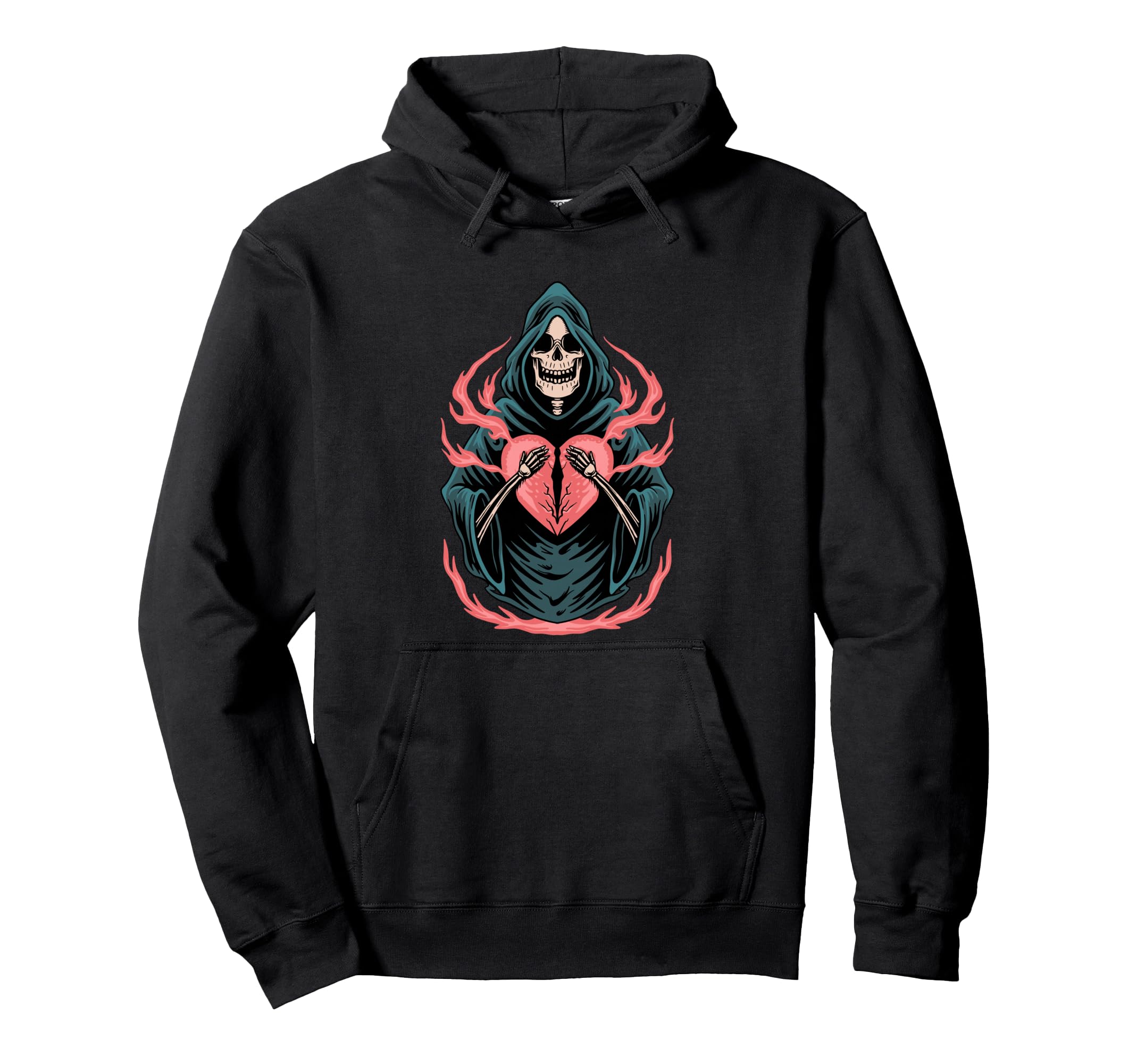 Broken Heart Death Skull Aesthetic Hoodie - Casual Everyday Wear Unisex - T-Shirt, Sweatshirt, Hoodie
