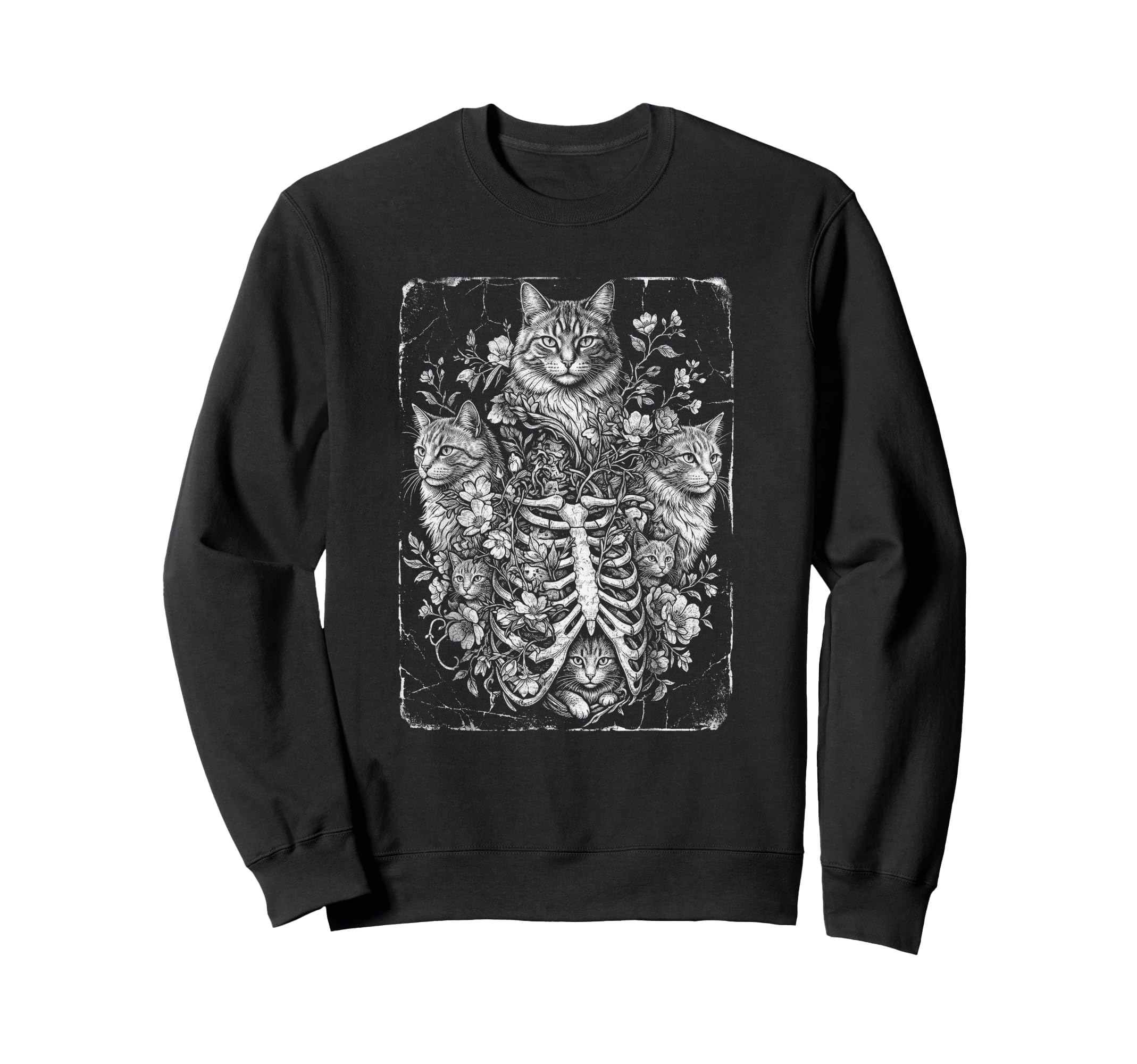 Skull Cat Skeleton Kitty Kitten Sweatshirt - Minimalist Print Men Women - T-Shirt, Sweatshirt, Hoodie