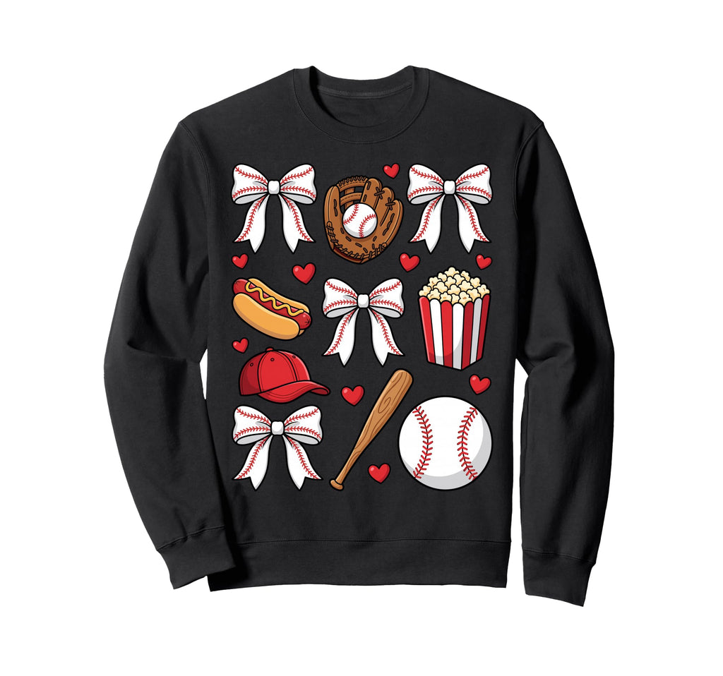Baseball Coquette Bow Mom Mama Sweatshirt - Custom Art Print Unisex - T-Shirt, Sweatshirt, Hoodie