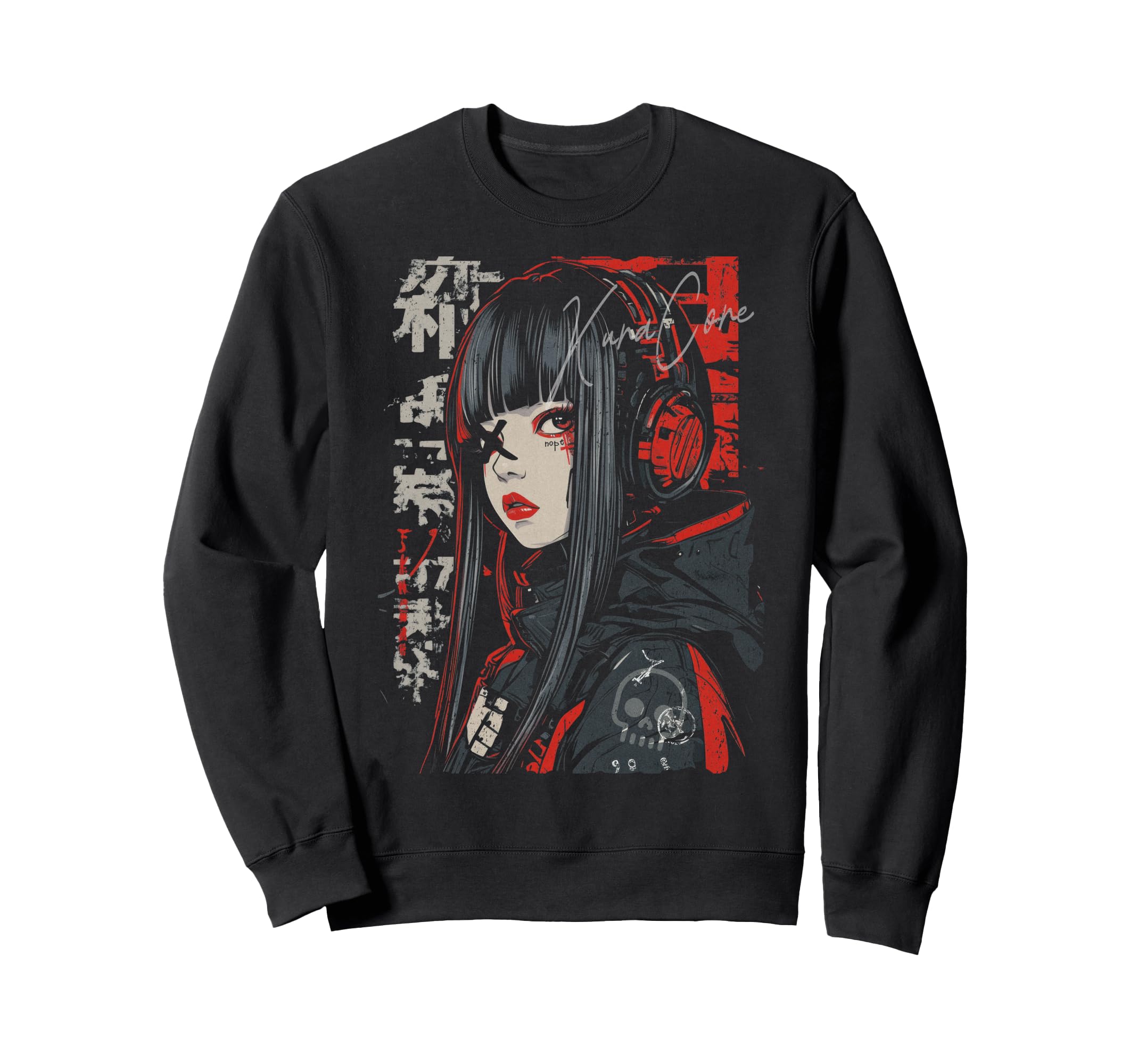 Japanese Streetwear Cyberpunk Y2K Sweatshirt - Minimalist Print for Adults - T-Shirt, Sweatshirt, Hoodie