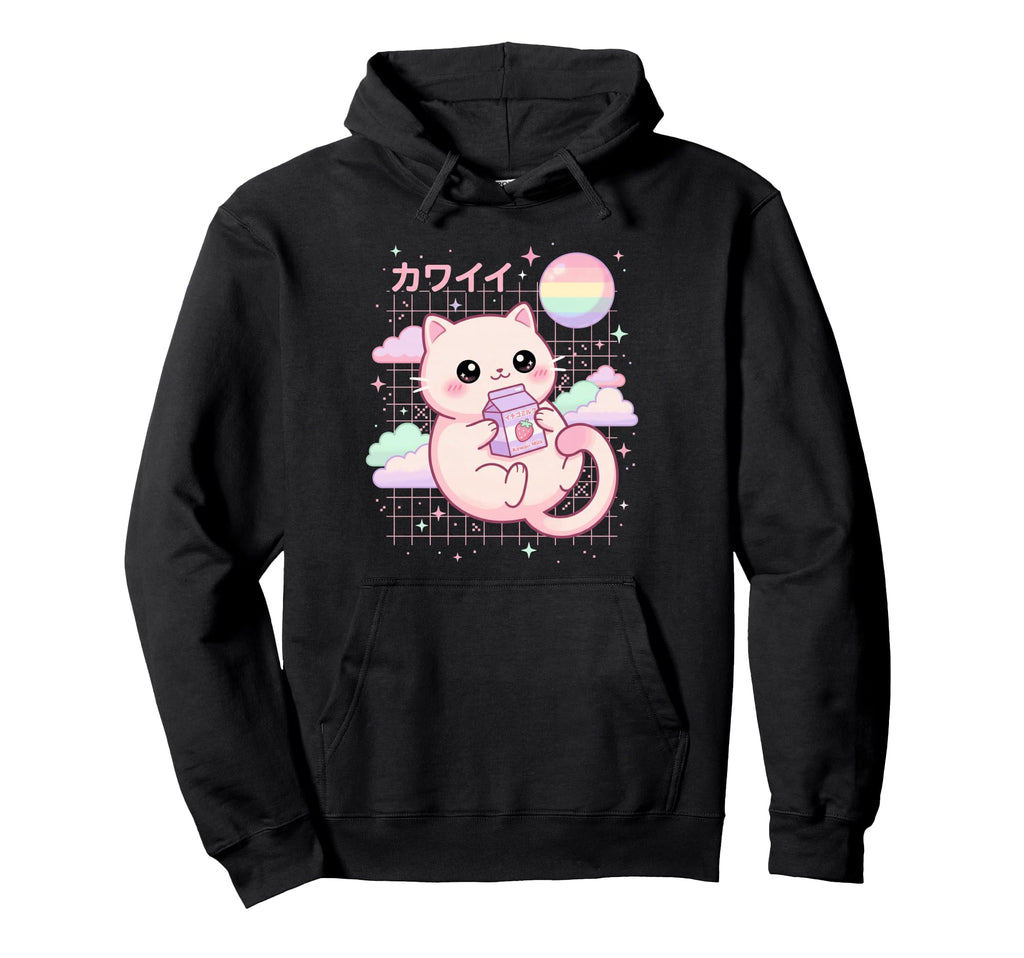 Cat Strawberry Milk Anime 90S Japanese Hoodie - Trendy Graphic Men Women - T-Shirt, Sweatshirt, Hoodie