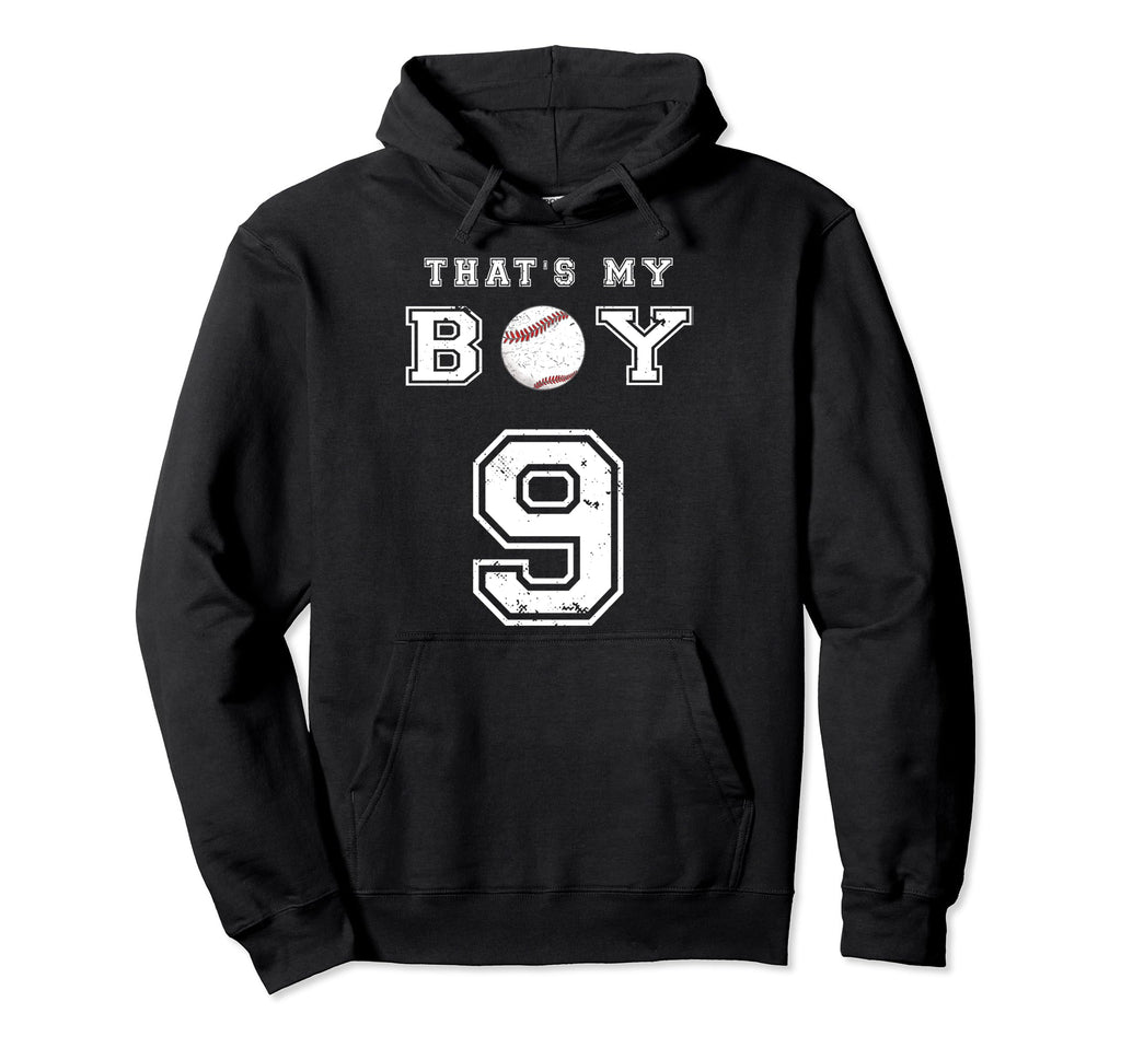 Thats My Baseball 9 Jersey Number Hoodie - Fun Novelty Design for Adults - T-Shirt, Sweatshirt, Hoodie