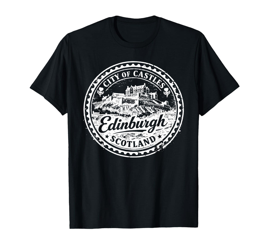 Edinburgh Scotland Uk Travel Stamp T-Shirt - Casual Everyday Wear Unisex - T-Shirt, Sweatshirt, Hoodie
