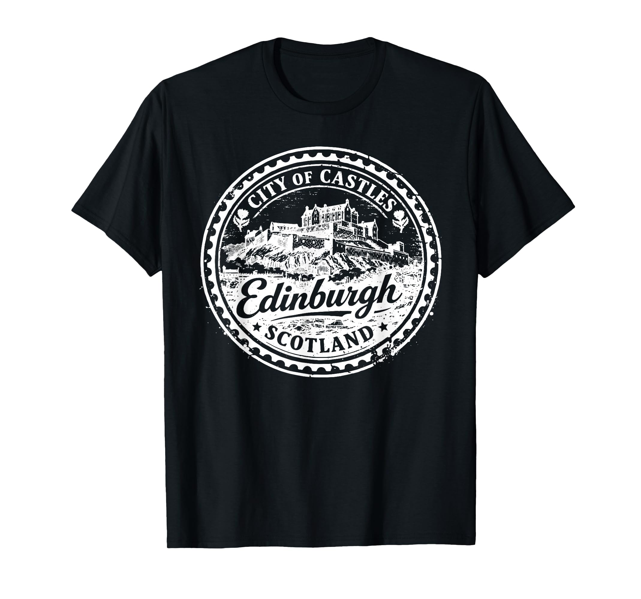 Edinburgh Scotland Uk Travel Stamp T-Shirt - Casual Everyday Wear Unisex - T-Shirt, Sweatshirt, Hoodie