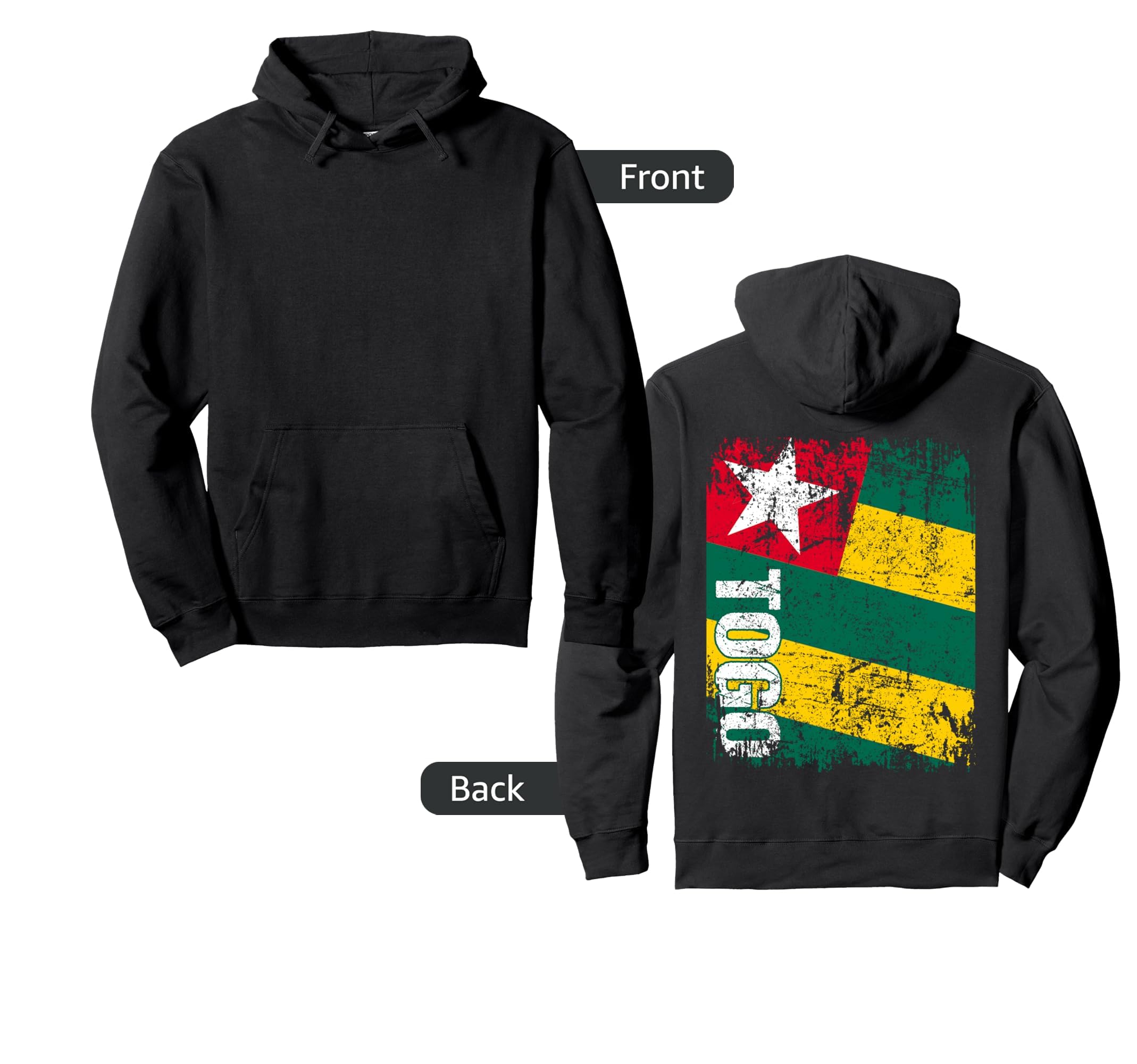Togo Flag Distressed Togo Hoodie - Trendy Graphic Men Women - T-Shirt, Sweatshirt, Hoodie