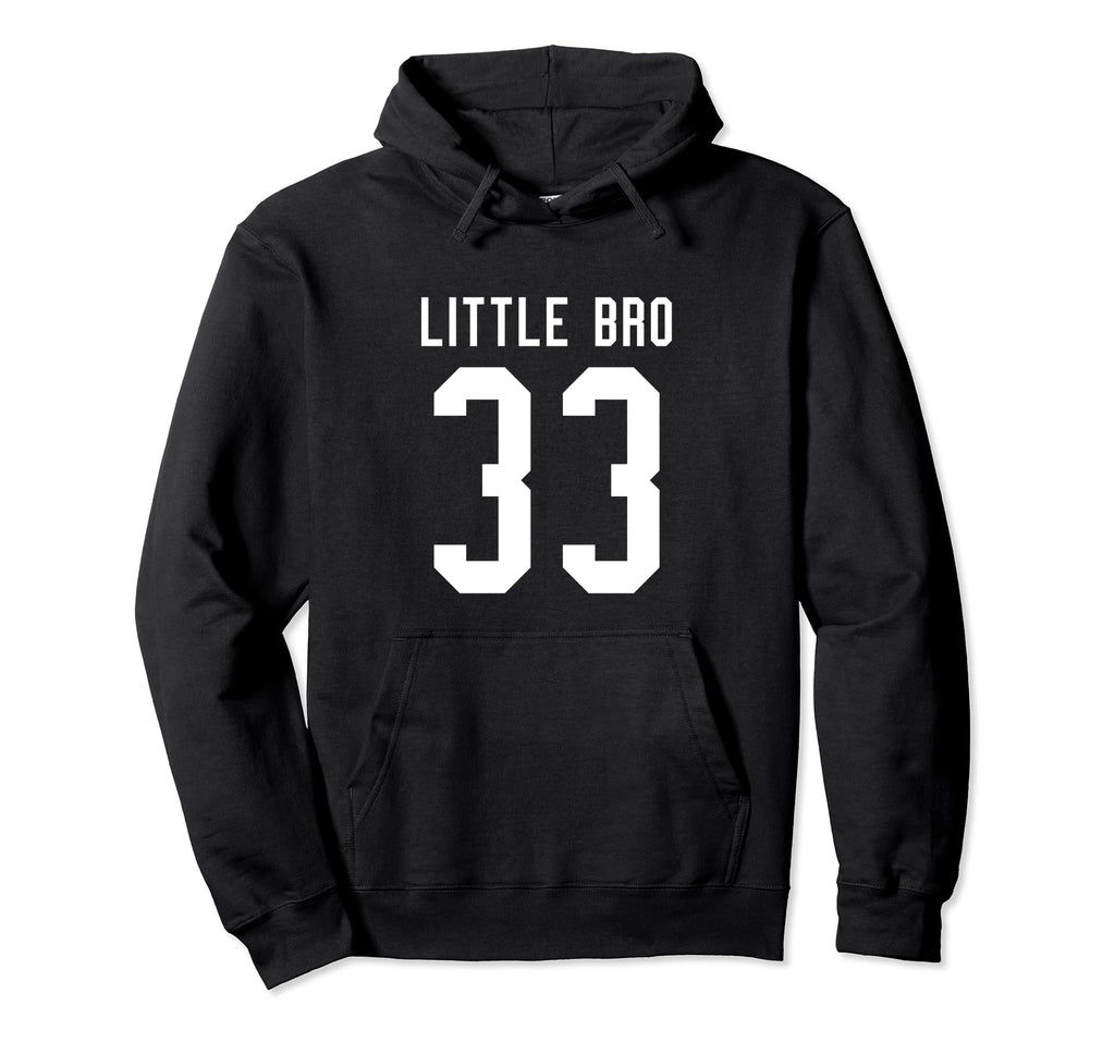 Number 33 Little Bro Biggest Fan Hoodie - Custom Art Print for Adults - T-Shirt, Sweatshirt, Hoodie