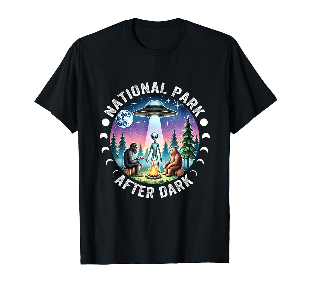 Funny National Park After Dark Big Foot T-Shirt - Aesthetic Graphic Unisex - T-Shirt, Sweatshirt, Hoodie