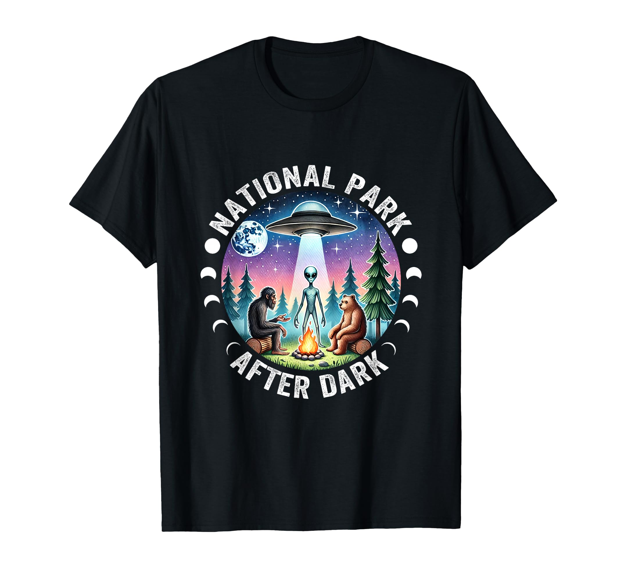 Funny National Park After Dark Big Foot T-Shirt - Aesthetic Graphic Unisex - T-Shirt, Sweatshirt, Hoodie