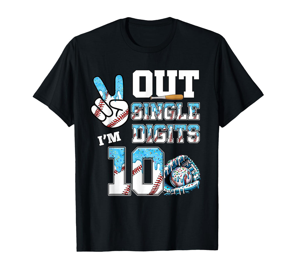 10Th Birthday Baseball Drip Peace Out T-Shirt - Graphic Print for Adults - T-Shirt, Sweatshirt, Hoodie