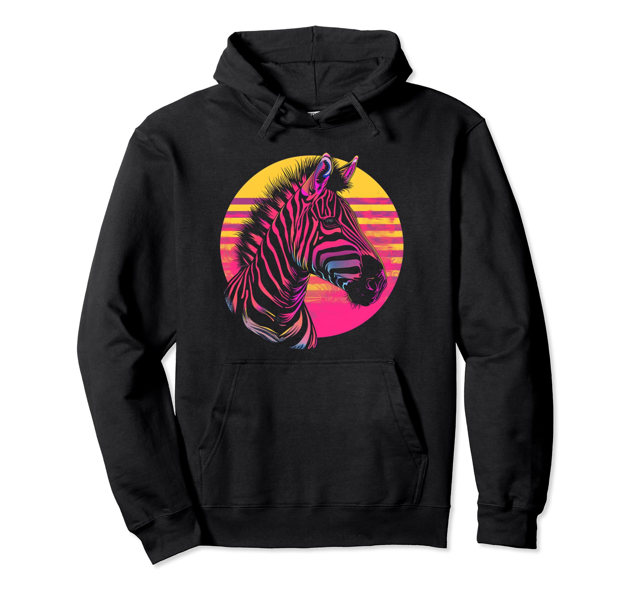 Zebra Vaporwave Aesthetic Synthwave Hoodie - Custom Art Print Men Women - T-Shirt, Sweatshirt, Hoodie
