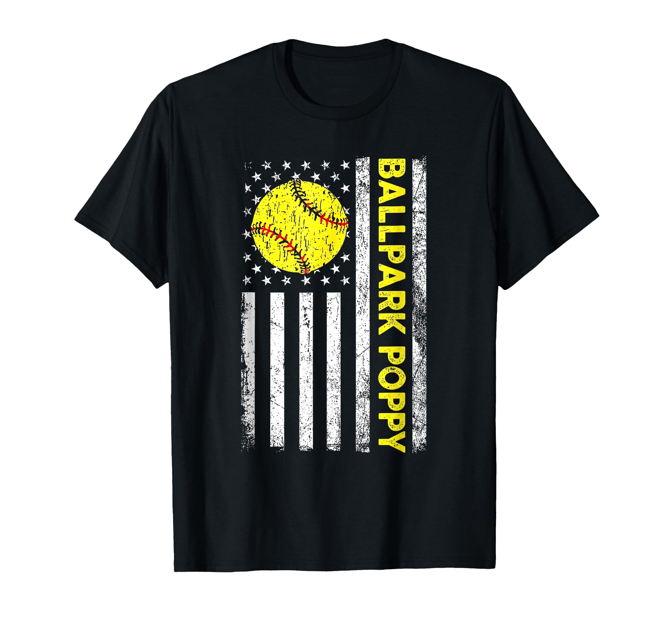 Ballpark Poppy Softball Dad American T-Shirt - Graphic Print Men Women - T-Shirt, Sweatshirt, Hoodie