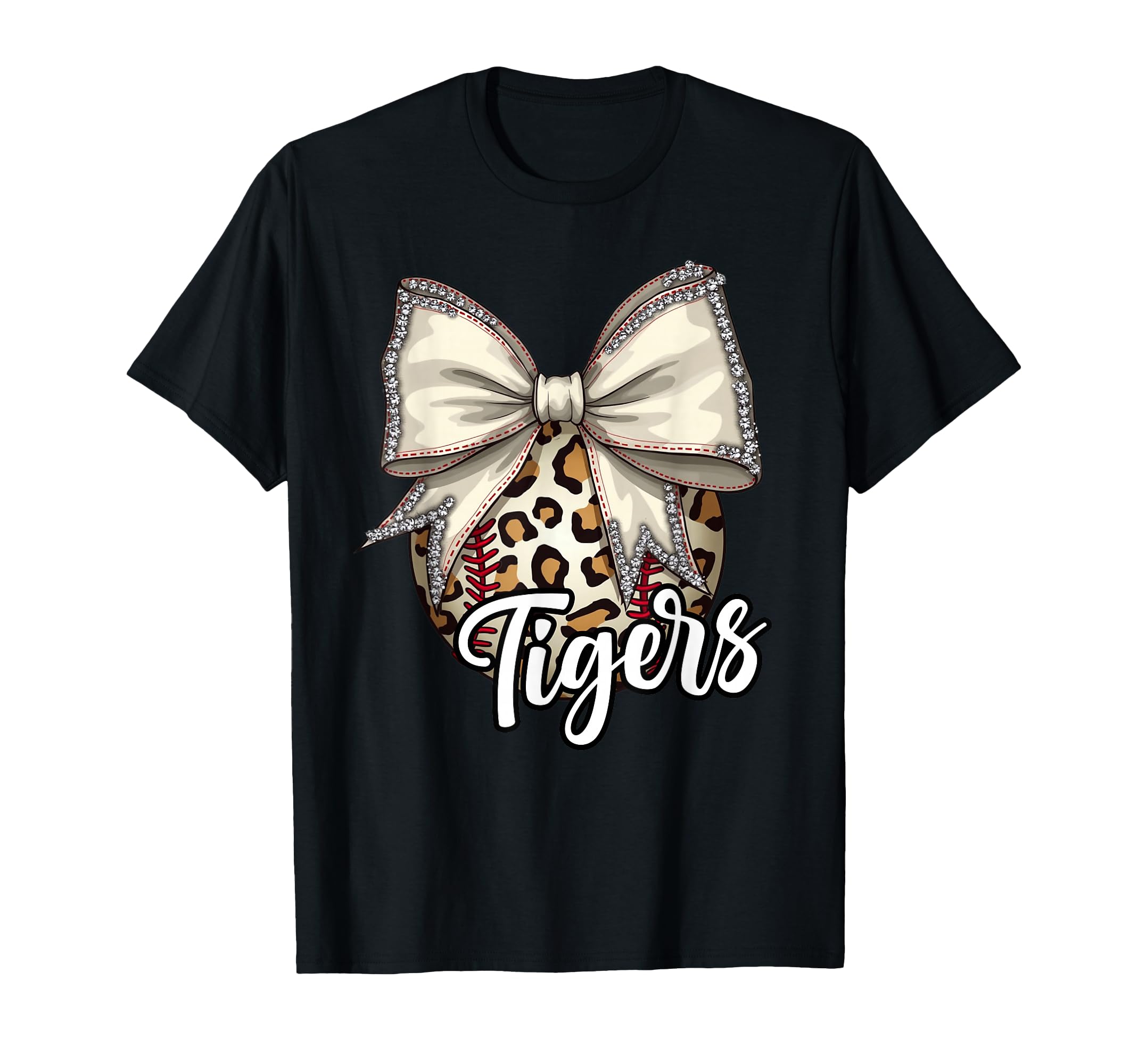 Tigers Baseball Mom Leopard Coquette Bow T-Shirt - Novelty Apparel Unisex - T-Shirt, Sweatshirt, Hoodie