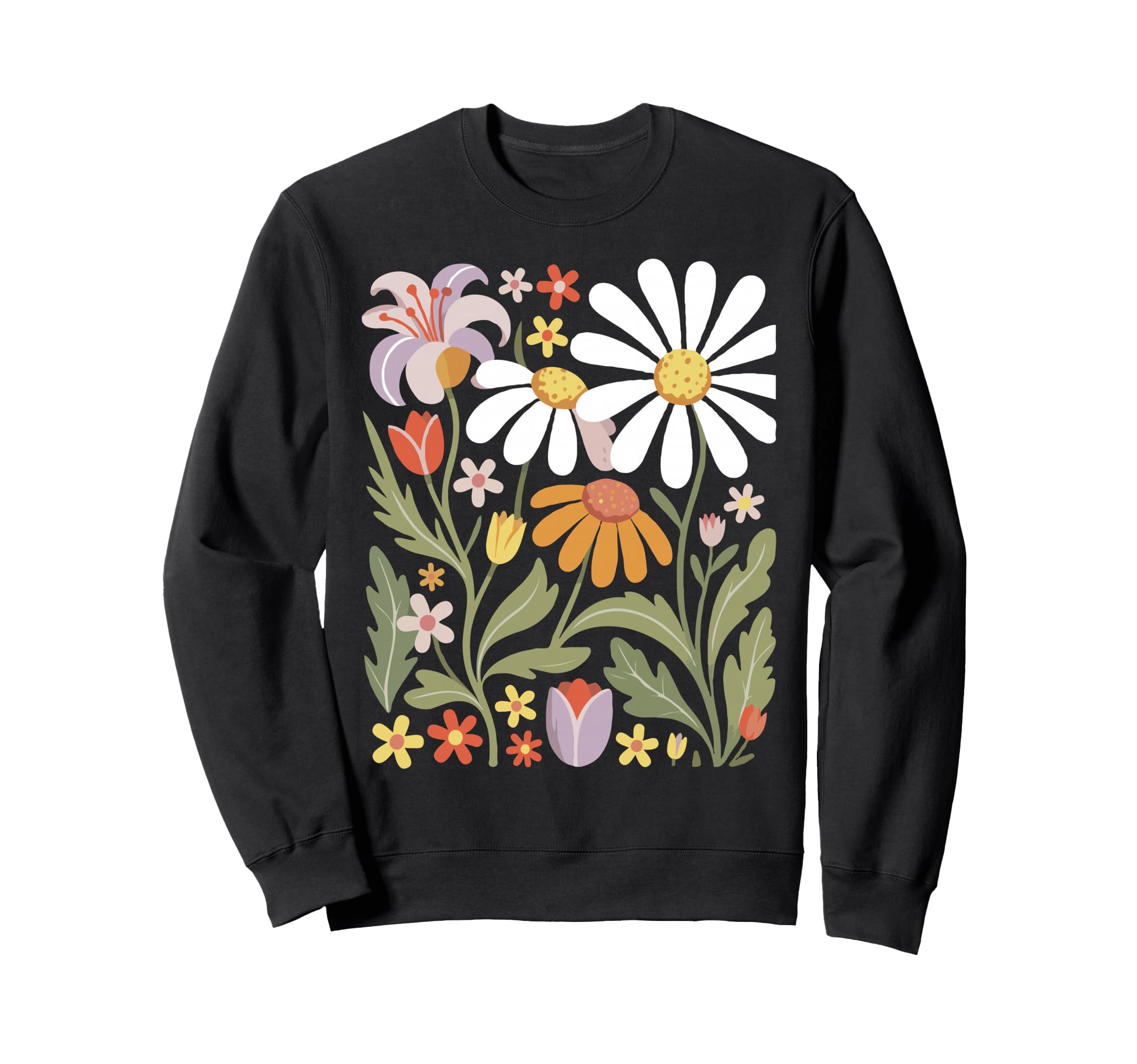 Wildflowers Flowers Pattern Sweatshirt - Casual Everyday Wear for Adults - T-Shirt, Sweatshirt, Hoodie