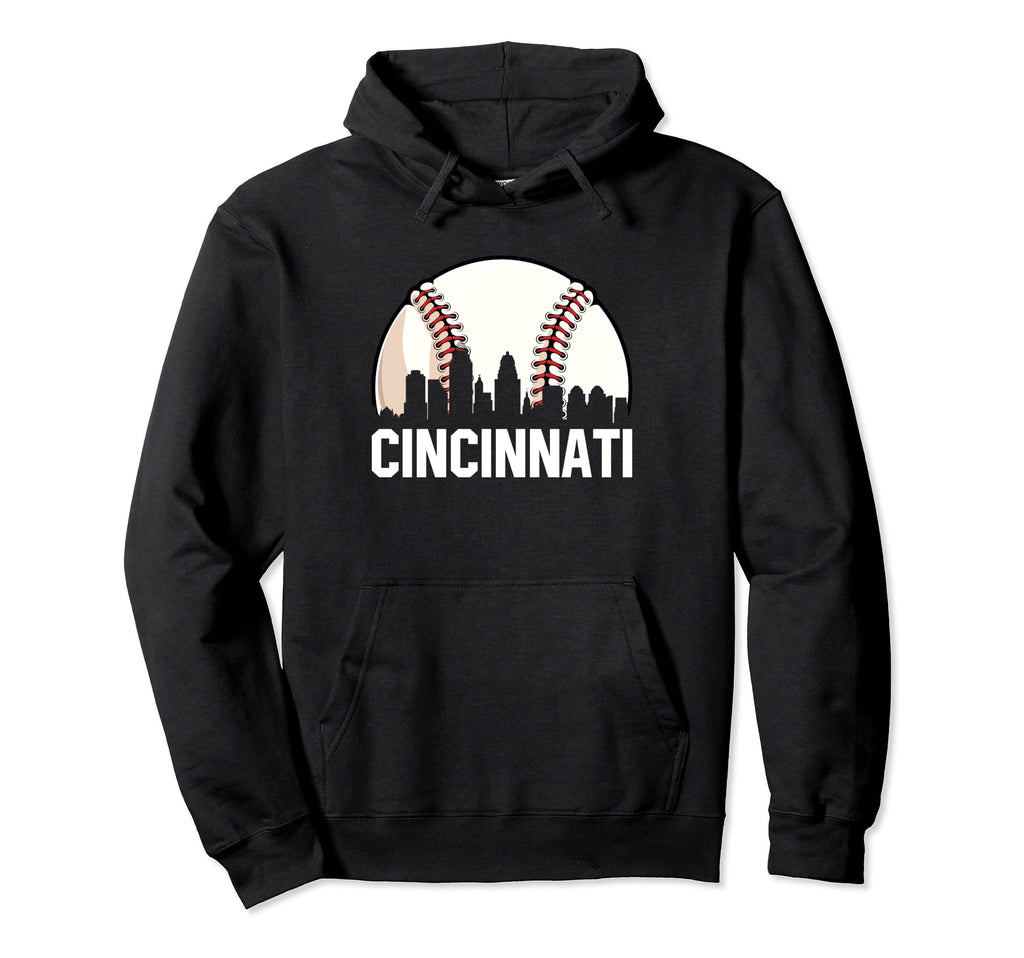 Cincinnati Cityscape Dad Baseball Lover Hoodie - Custom Art Print Men Women - T-Shirt, Sweatshirt, Hoodie