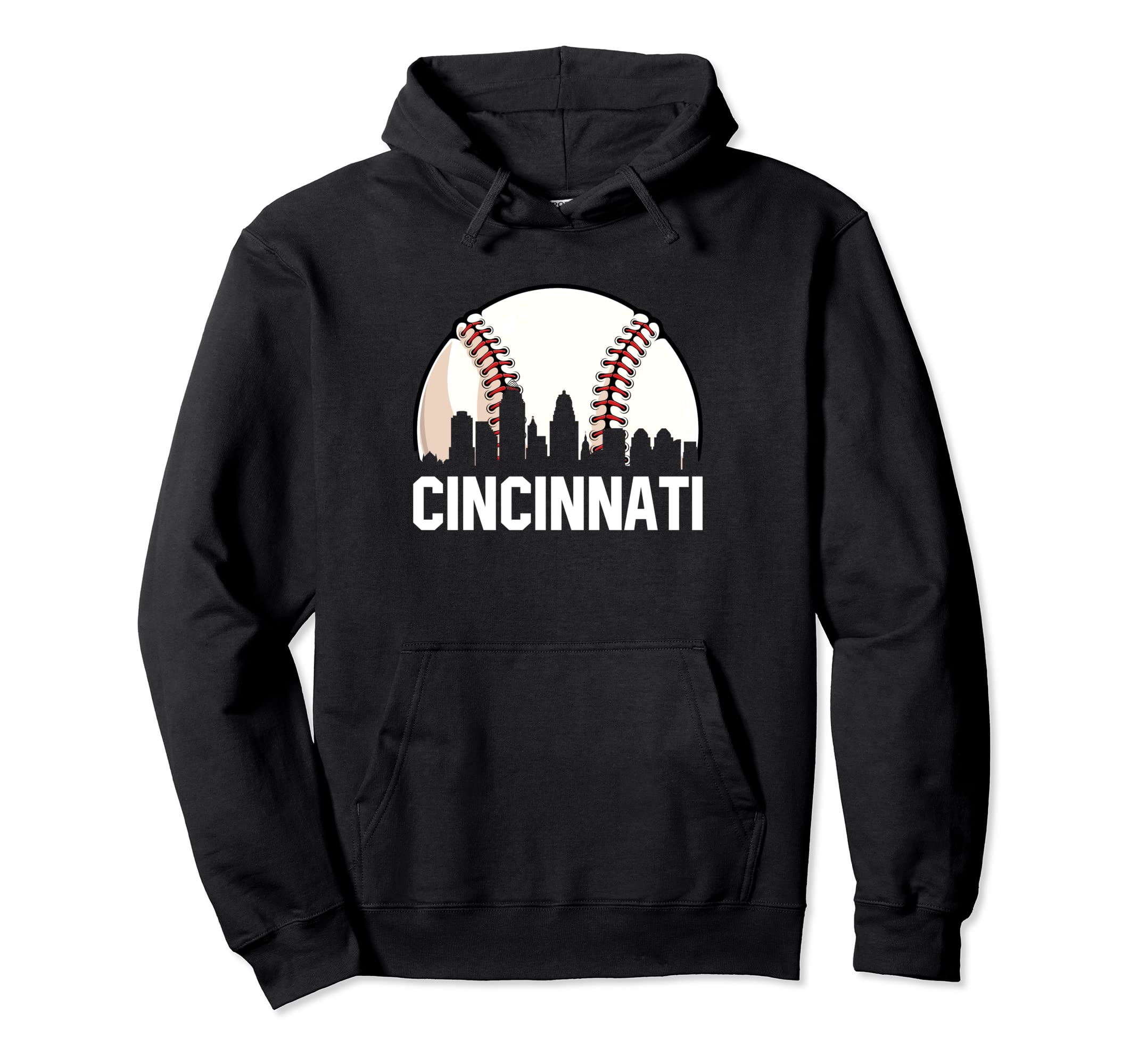 Cincinnati Cityscape Dad Baseball Lover Hoodie - Custom Art Print Men Women - T-Shirt, Sweatshirt, Hoodie