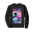 Vaporwave Inspired Great Wave Sweatshirt - Custom Art Print Men Women - T-Shirt, Sweatshirt, Hoodie