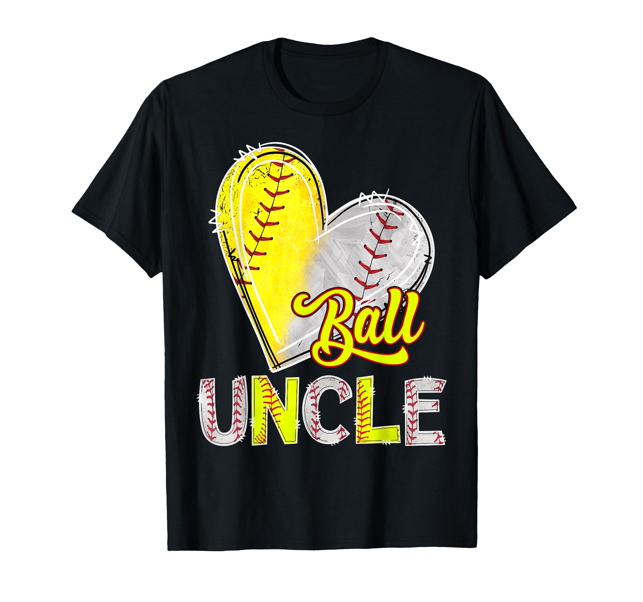 Ball Uncle Heart Baseball Softball Lover T-Shirt - Graphic Print Men Women - T-Shirt, Sweatshirt, Hoodie
