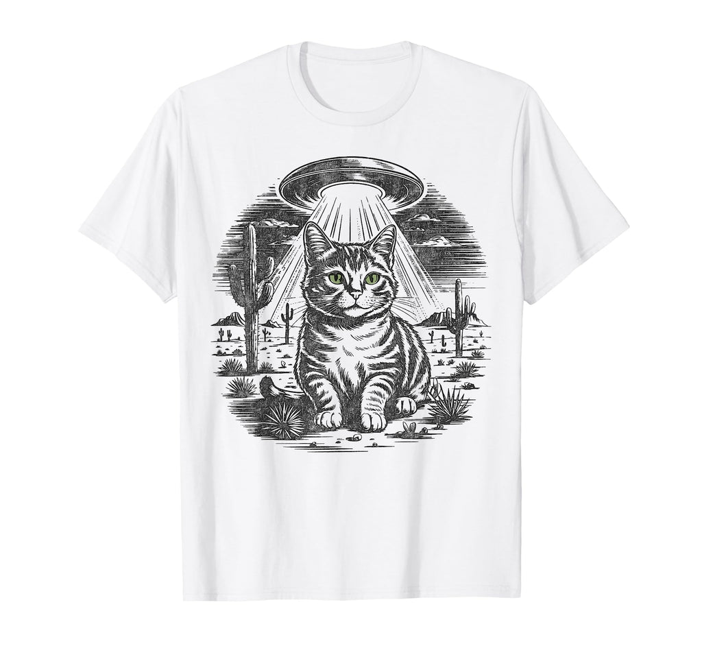 Funny Cat Western Ufo Cowboy Cat T-Shirt - Novelty Apparel Unisex - T-Shirt, Sweatshirt, Hoodie