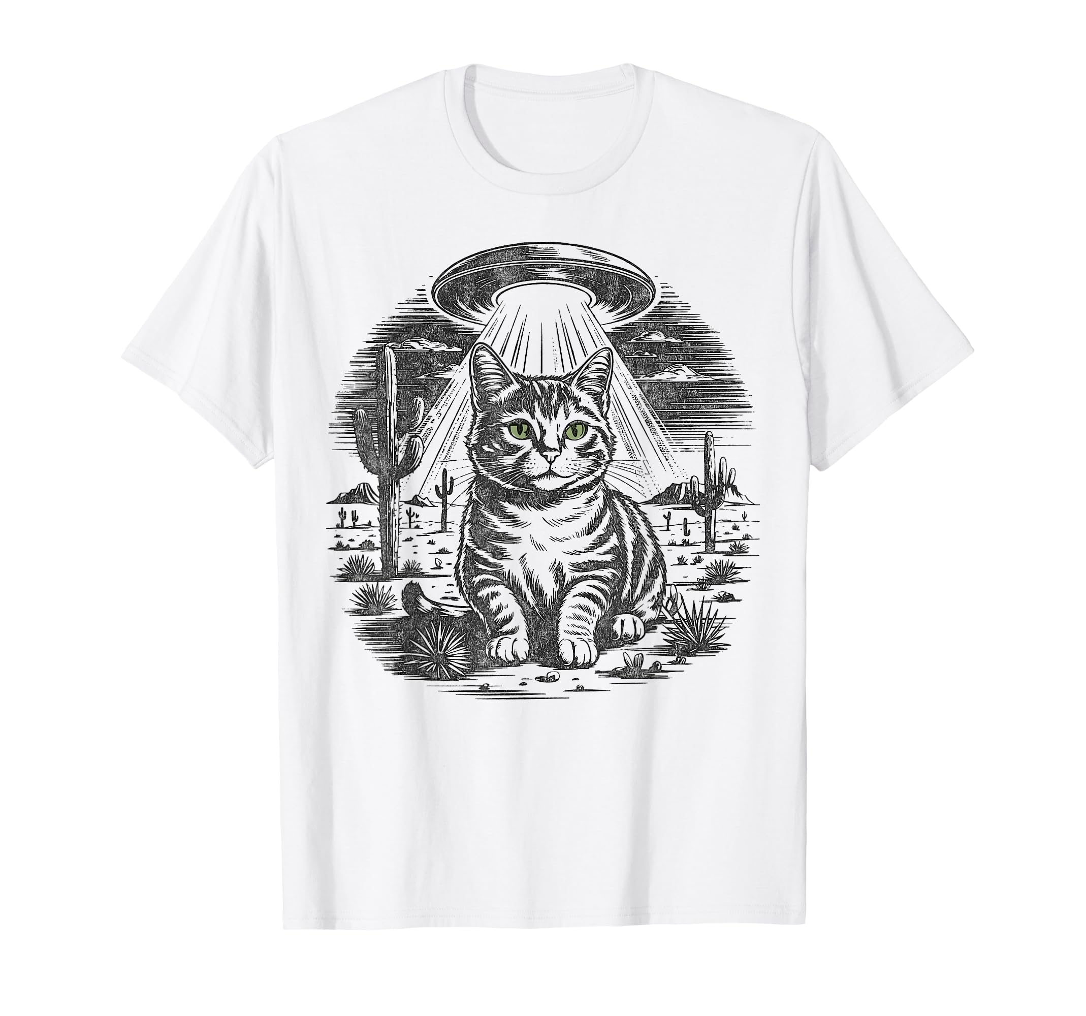 Funny Cat Western Ufo Cowboy Cat T-Shirt - Novelty Apparel Unisex - T-Shirt, Sweatshirt, Hoodie