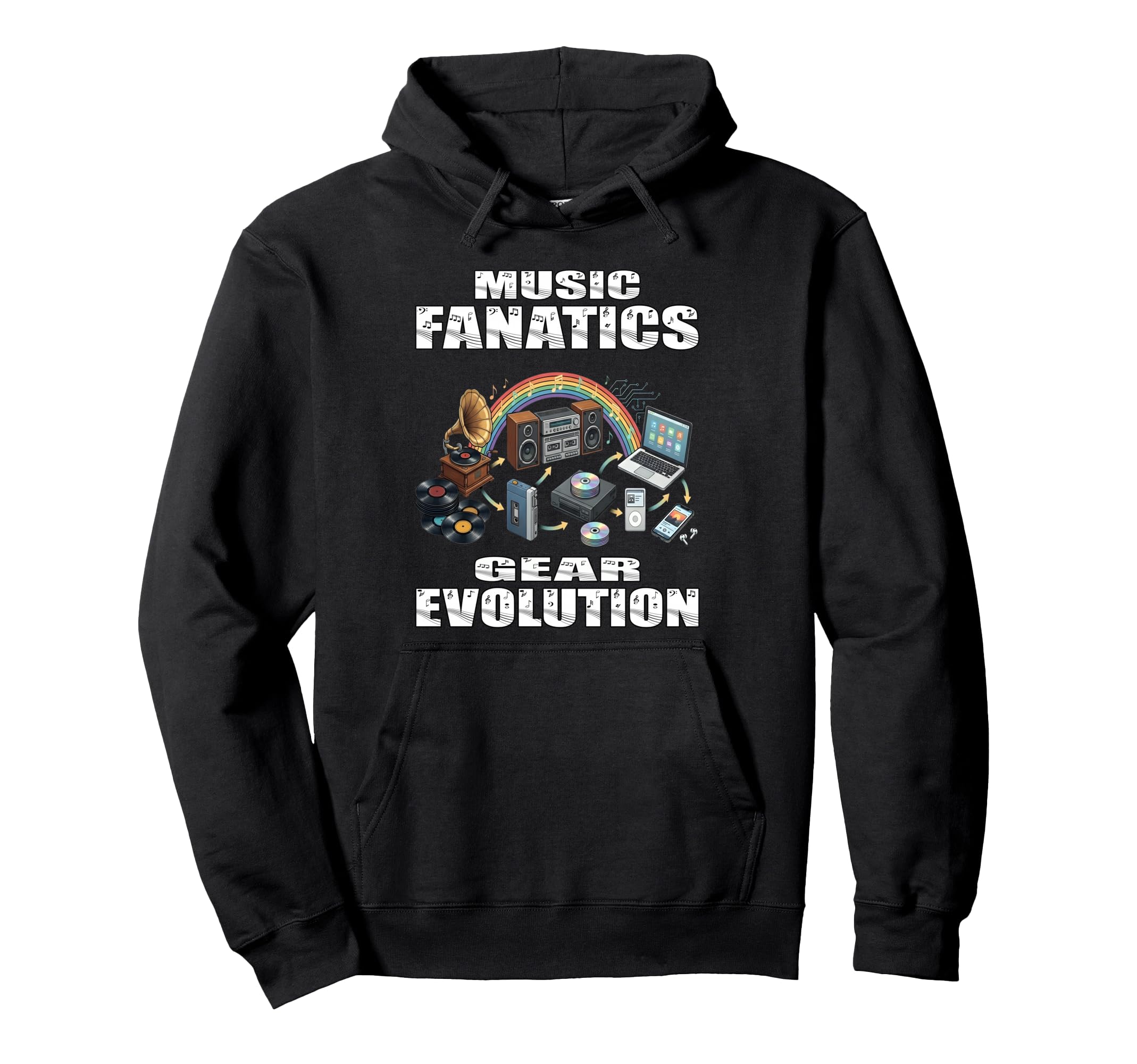 Music Fanatics Gear Evolution Vinyl Hoodie - Trendy Graphic Unisex - T-Shirt, Sweatshirt, Hoodie