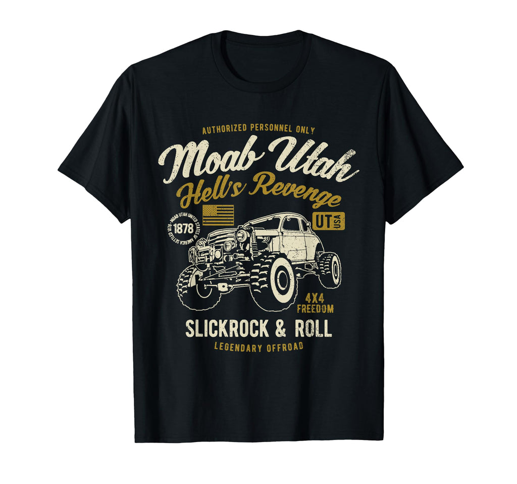 Moab Utah Hells Revenge 4X4 Distressed T-Shirt - Custom Art Print Unisex - T-Shirt, Sweatshirt, Hoodie
