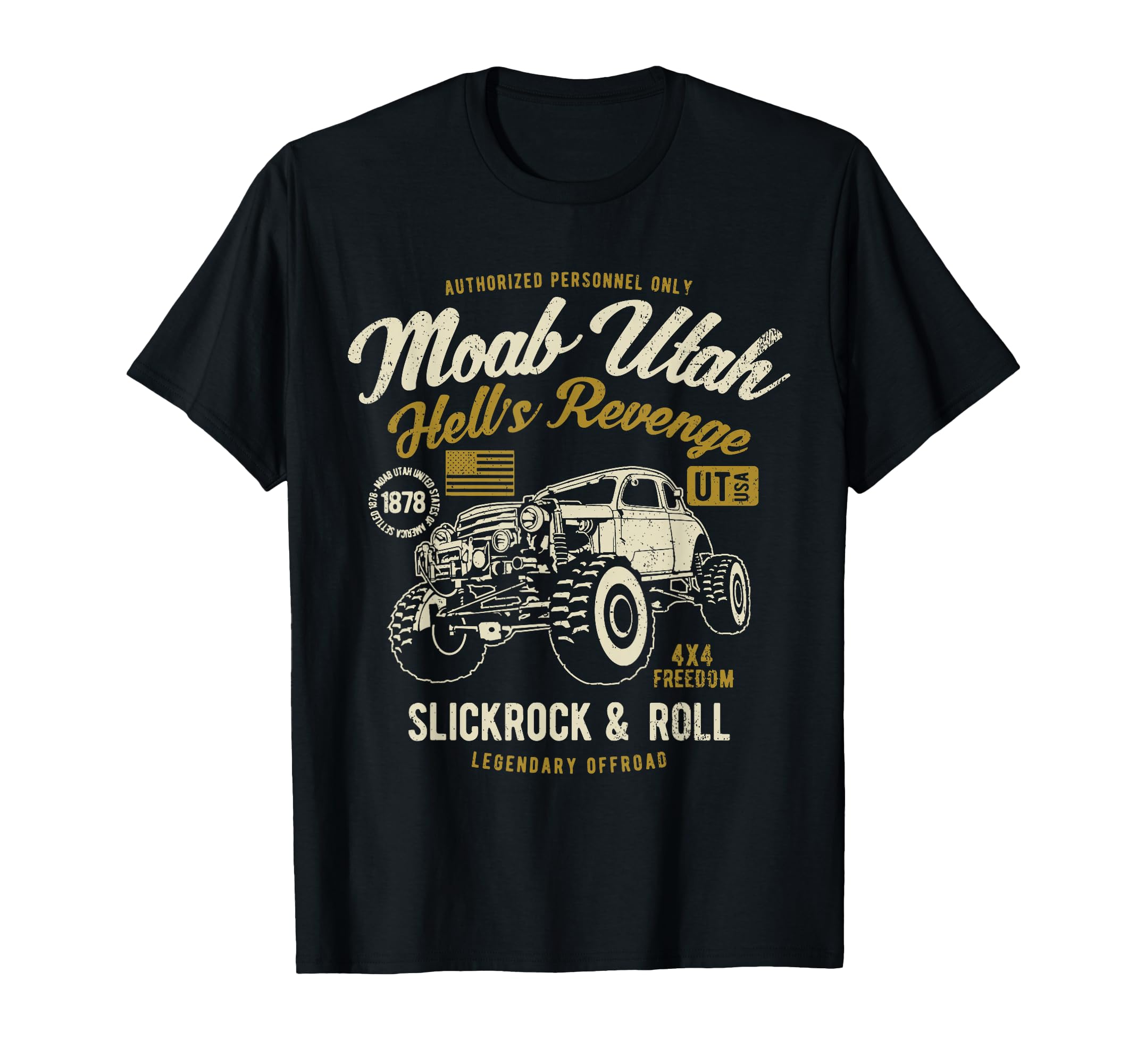 Moab Utah Hells Revenge 4X4 Distressed T-Shirt - Custom Art Print Unisex - T-Shirt, Sweatshirt, Hoodie