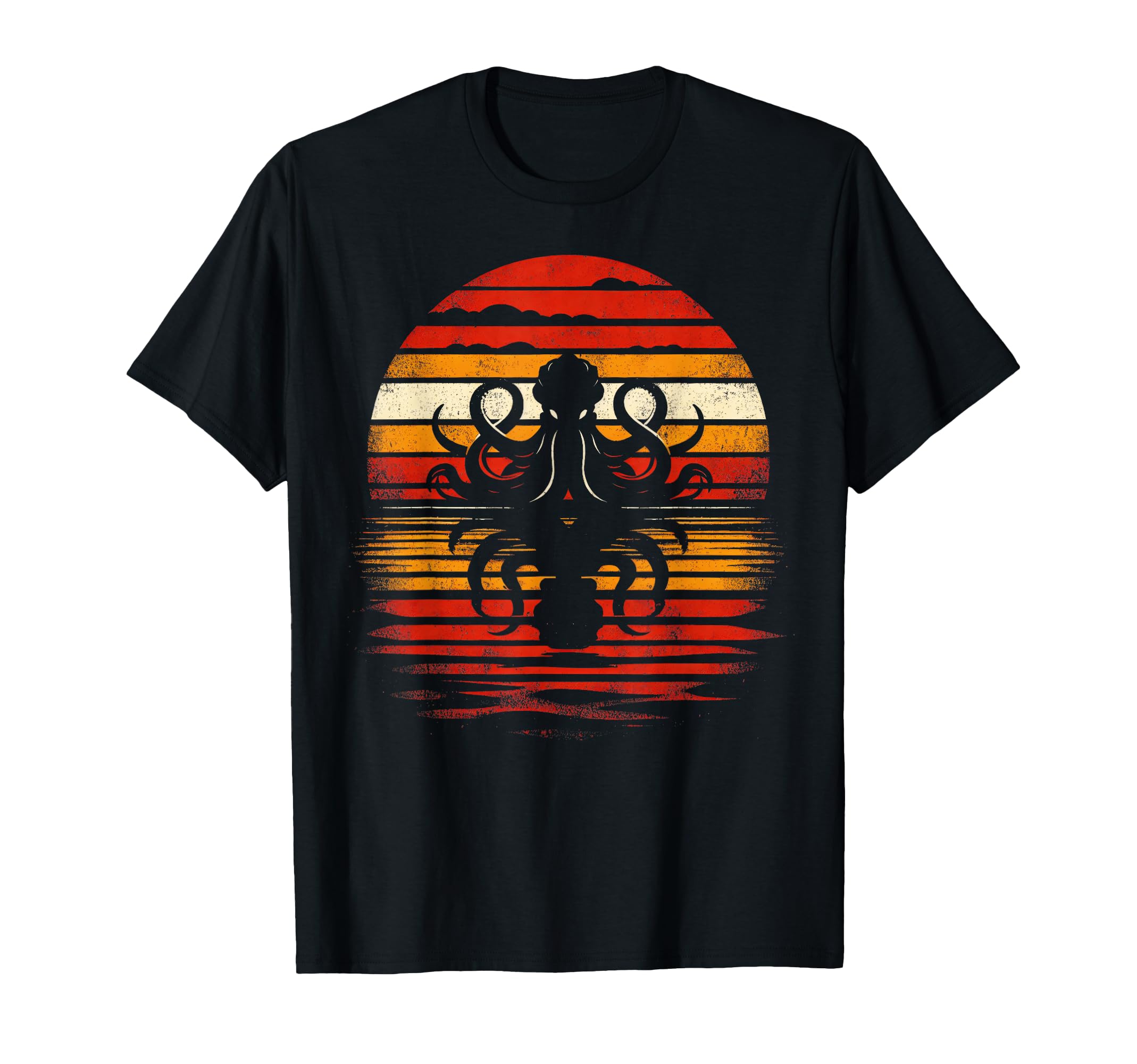 Kraken Octopus Sunset Safari 70S T-Shirt - Trendy Graphic Unisex - T-Shirt, Sweatshirt, Hoodie