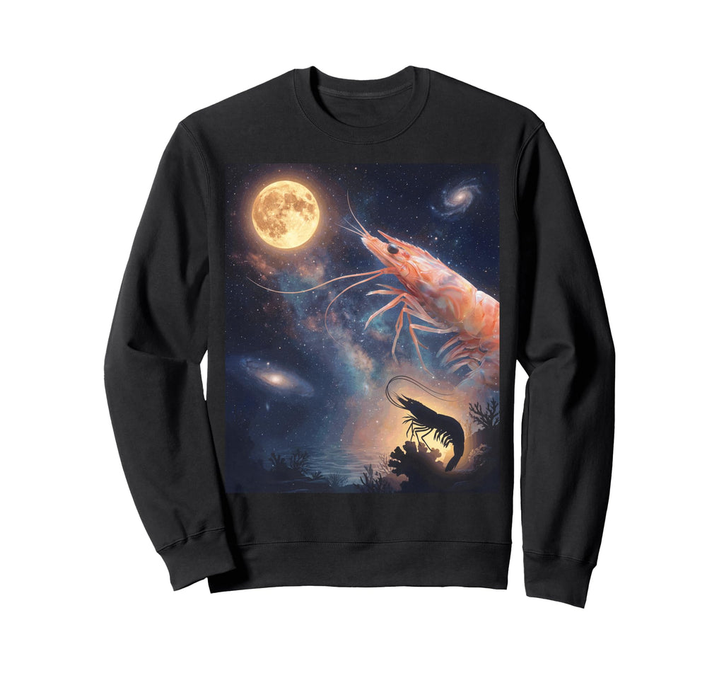 Shrimp Art Celestial Moon Galaxy Sweatshirt - Unique Graphic Men Women - T-Shirt, Sweatshirt, Hoodie