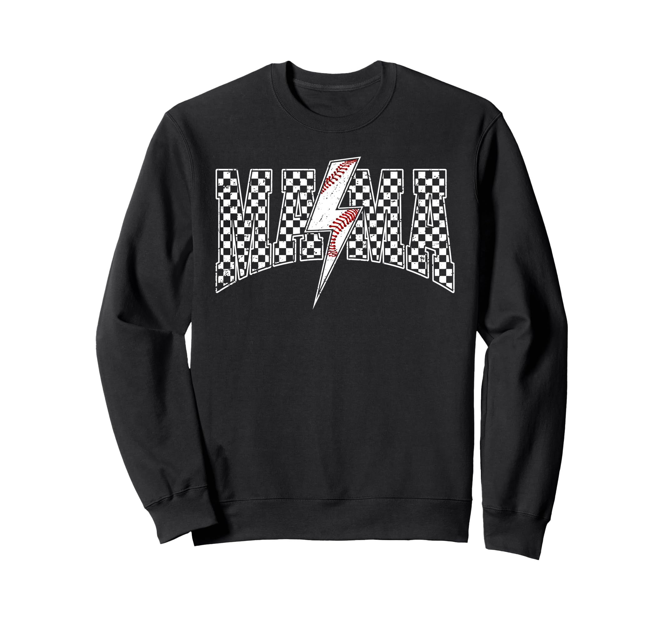 Mama Lightning Bolt Checkered Sweatshirt - Unique Graphic Men Women - T-Shirt, Sweatshirt, Hoodie