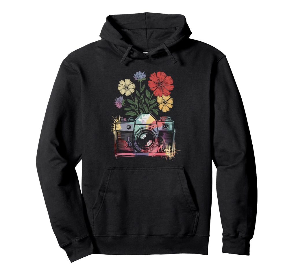 Camera Photography Art Floral Hoodie - Trendy Graphic for Adults - T-Shirt, Sweatshirt, Hoodie