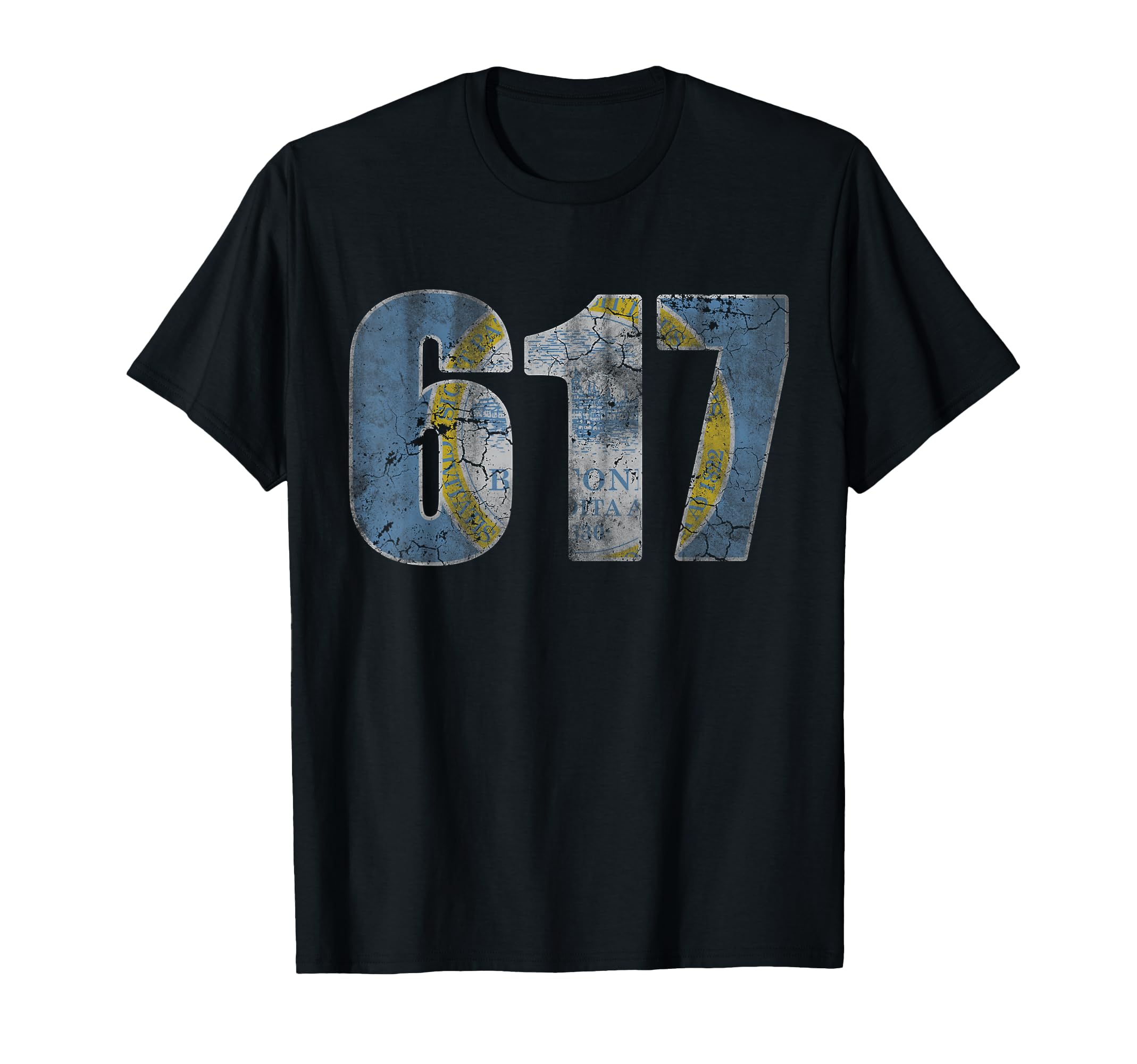 Boston Flag 617 Massachusetts Fade T-Shirt - Custom Art Print for Adults - T-Shirt, Sweatshirt, Hoodie