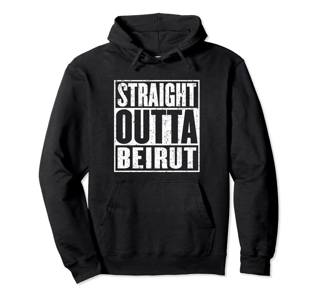 Straight Outta Beirut Distressed Hoodie - Graphic Print for Adults - T-Shirt, Sweatshirt, Hoodie