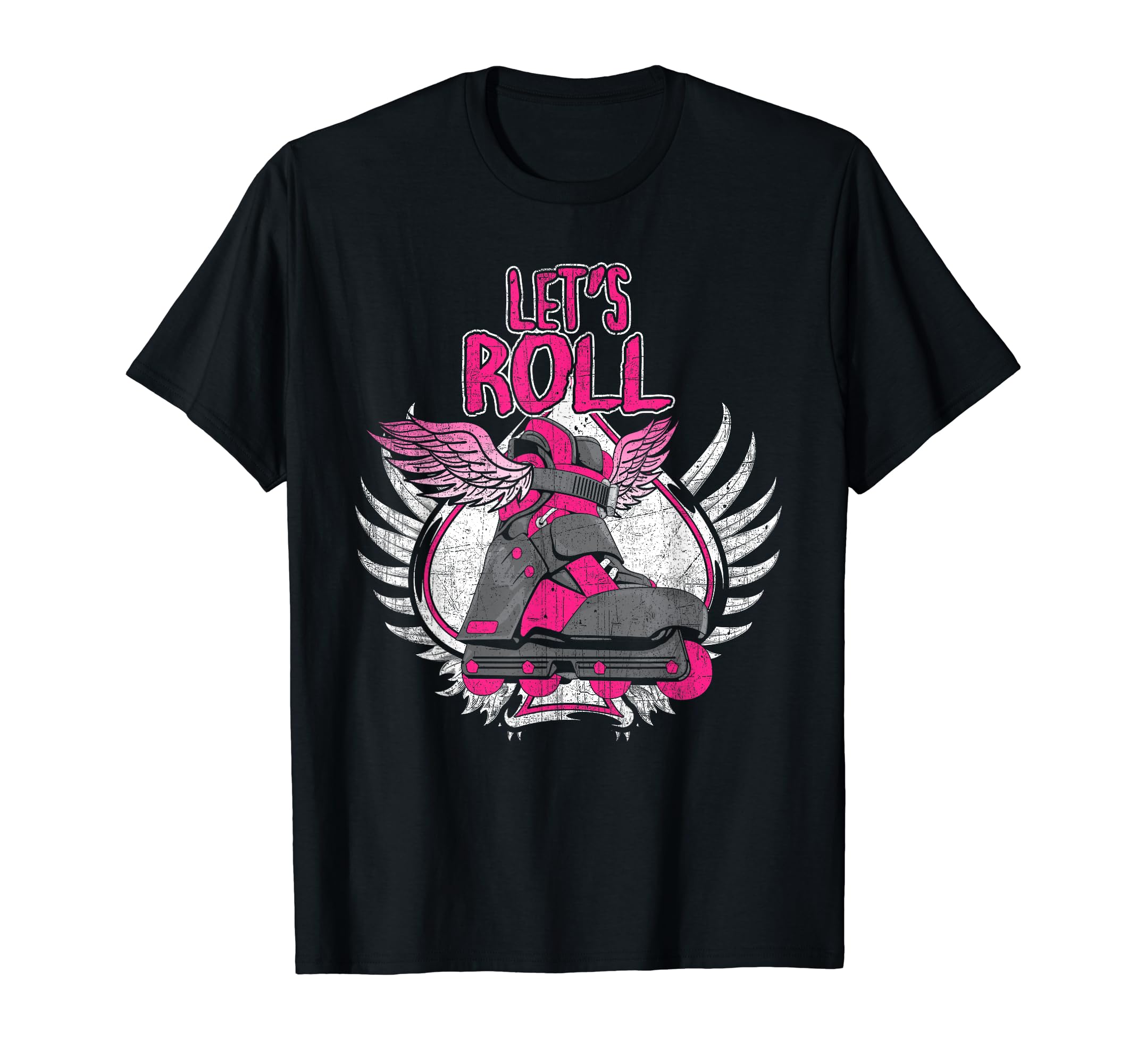 Lets Roll Roller Blading Wings Ace Spade T-Shirt - Unique Graphic Men Women - T-Shirt, Sweatshirt, Hoodie