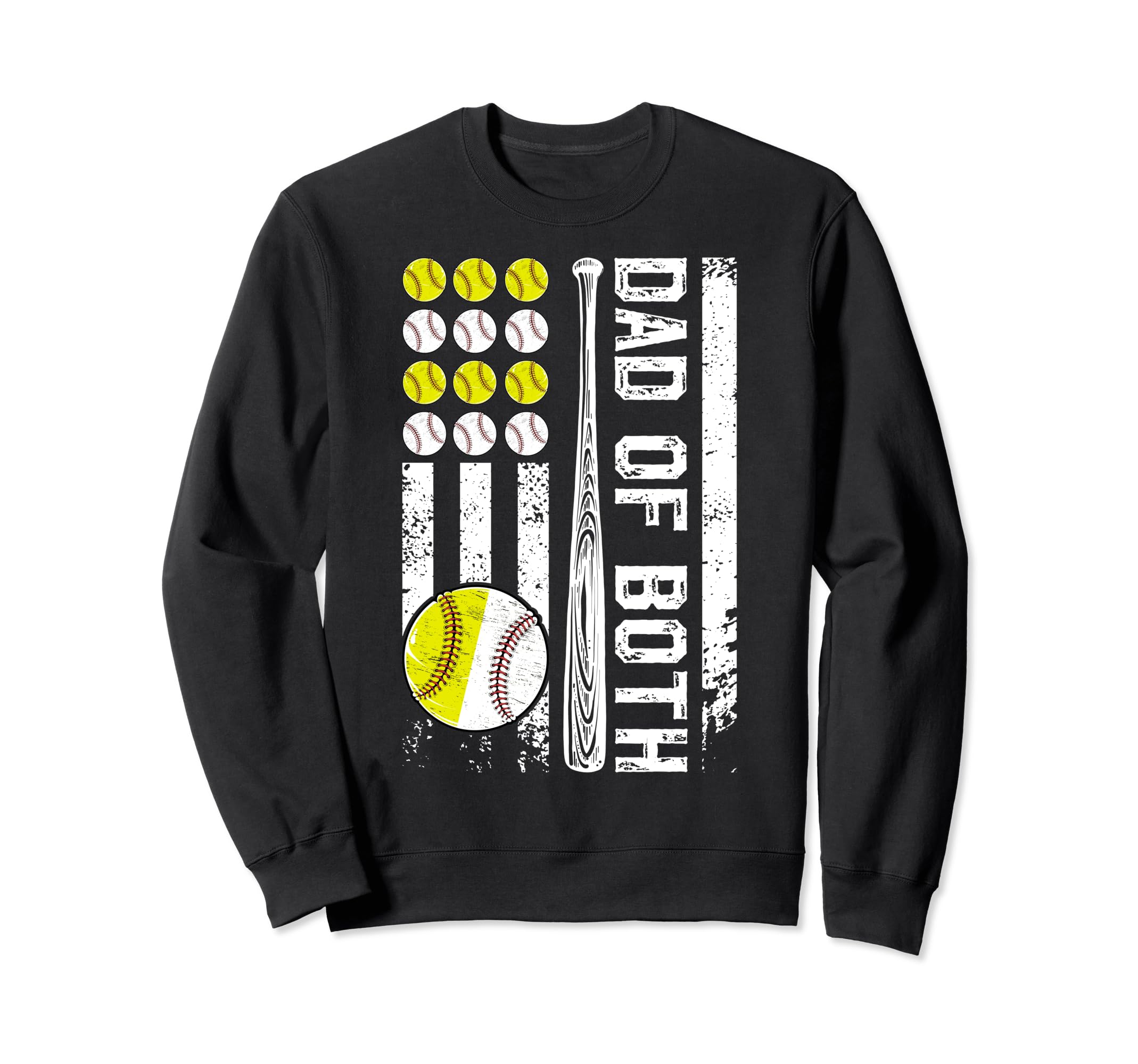 Dad Both Us Flag Baseball Softball Dad Sweatshirt - Novelty Apparel Unisex - T-Shirt, Sweatshirt, Hoodie