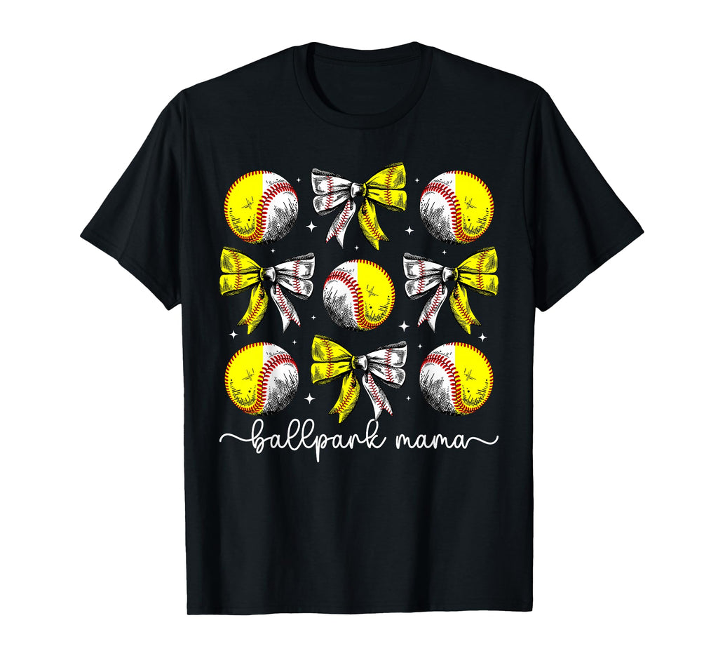 Ballpark Mama Coquette Softball Baseball T-Shirt - Custom Art Print Unisex - T-Shirt, Sweatshirt, Hoodie