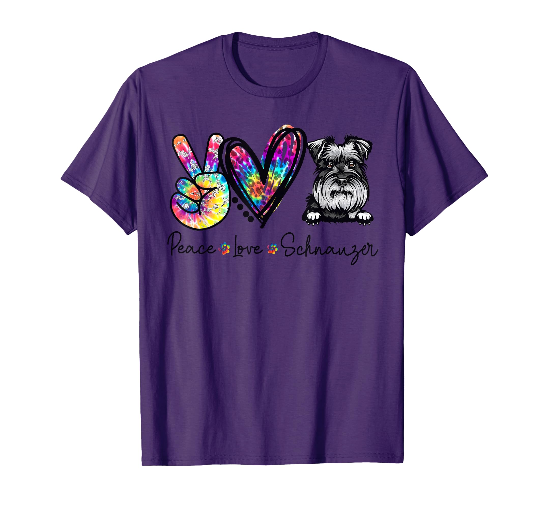 Peace Love Schnauzer Funny Tie Dye T-Shirt - Streetwear Style for Adults - T-Shirt, Sweatshirt, Hoodie
