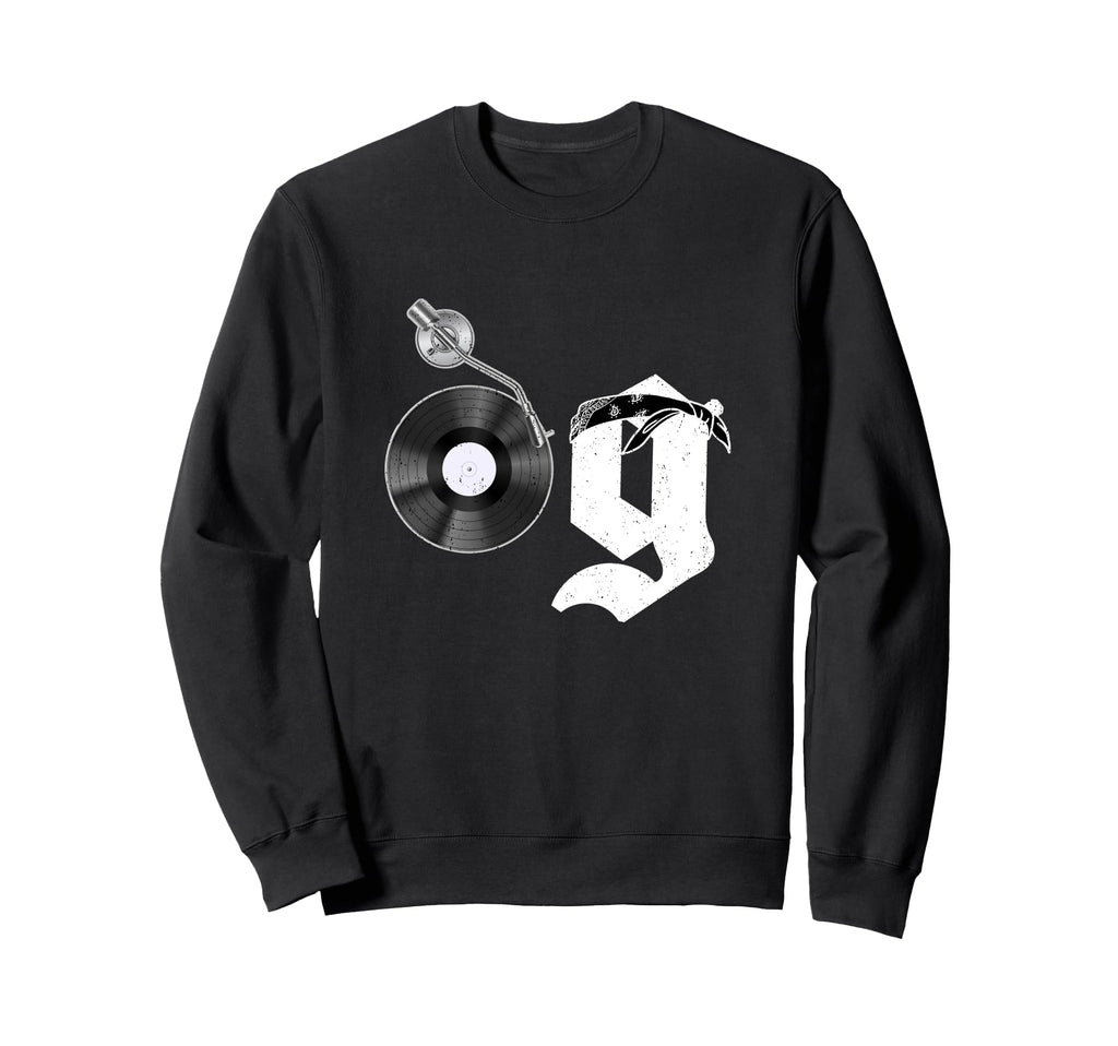 Old School Og Hip Hop Head Vinyl Cds Sweatshirt - Trendy Graphic Unisex - T-Shirt, Sweatshirt, Hoodie