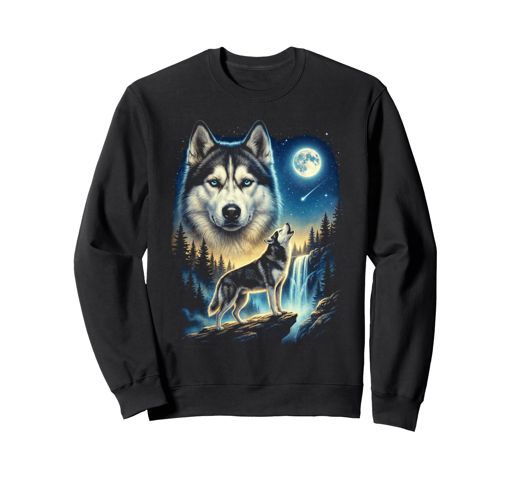 Husky Howling To Moon Meme Funny Sweatshirt - Novelty Apparel Men Women - T-Shirt, Sweatshirt, Hoodie