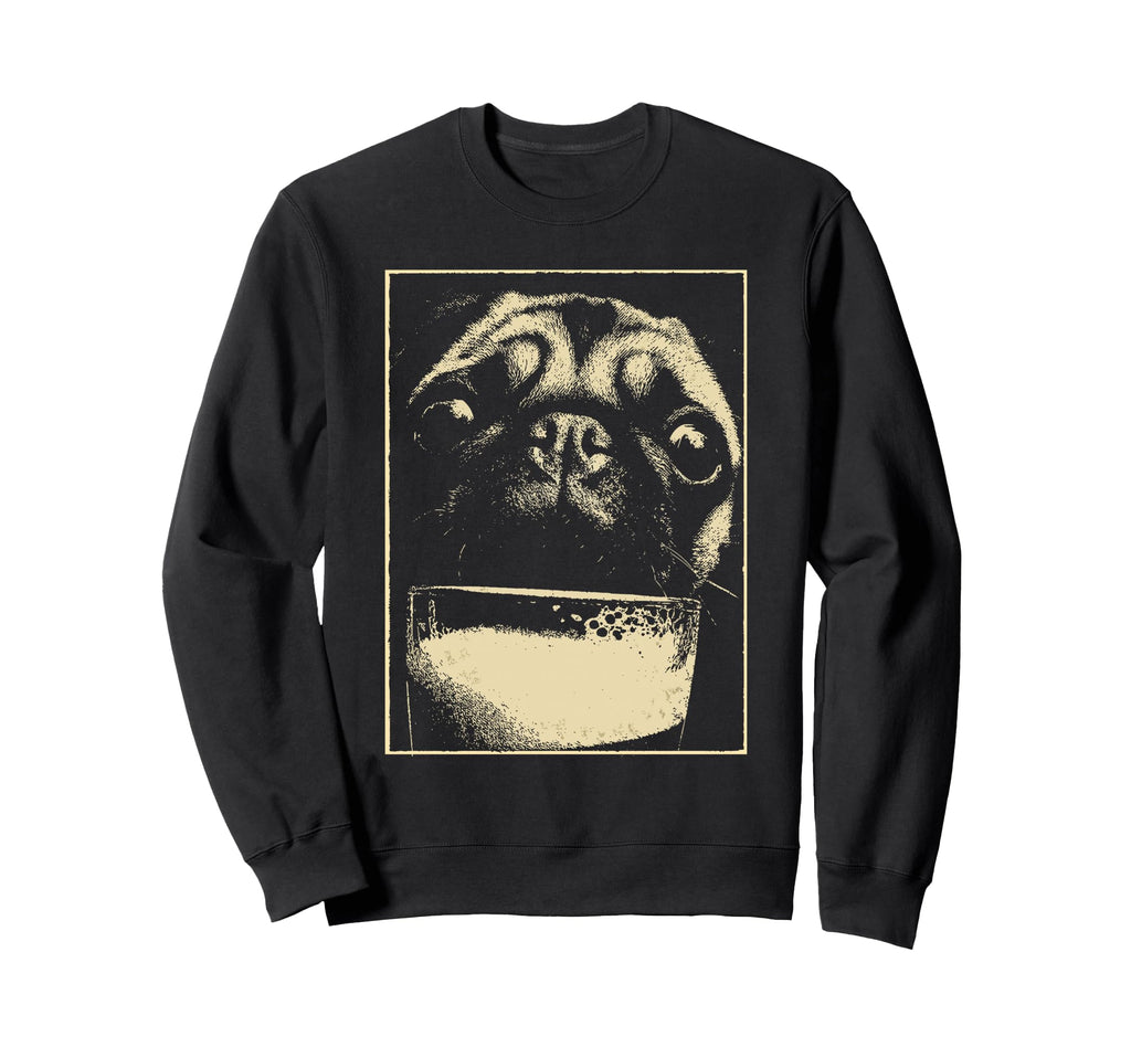 St Patricks Day Pug Beer Dog Drinking Sweatshirt - Custom Art Print Unisex - T-Shirt, Sweatshirt, Hoodie