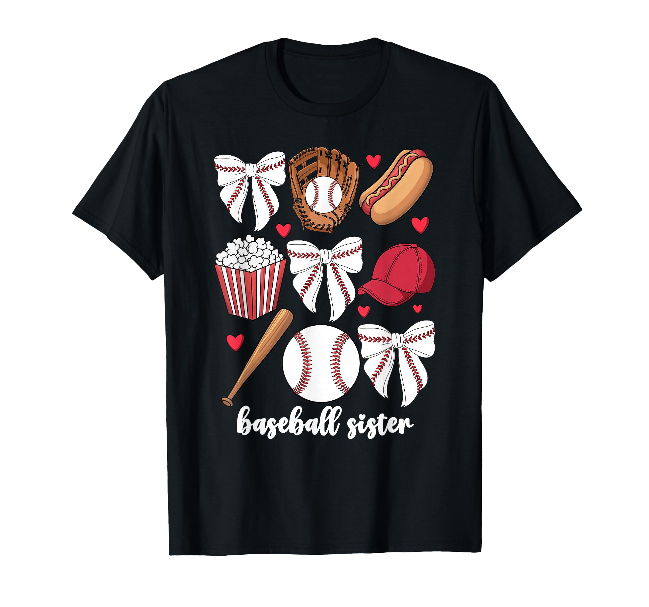Baseball Sister Coquette Bow Baseball T-Shirt - Graphic Print Men Women - T-Shirt, Sweatshirt, Hoodie
