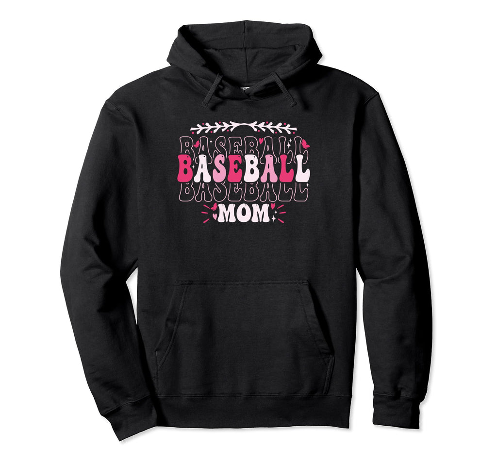 Groovy Baseball Mom Proud Baseball Mom Hoodie - Minimalist Print Men Women - T-Shirt, Sweatshirt, Hoodie