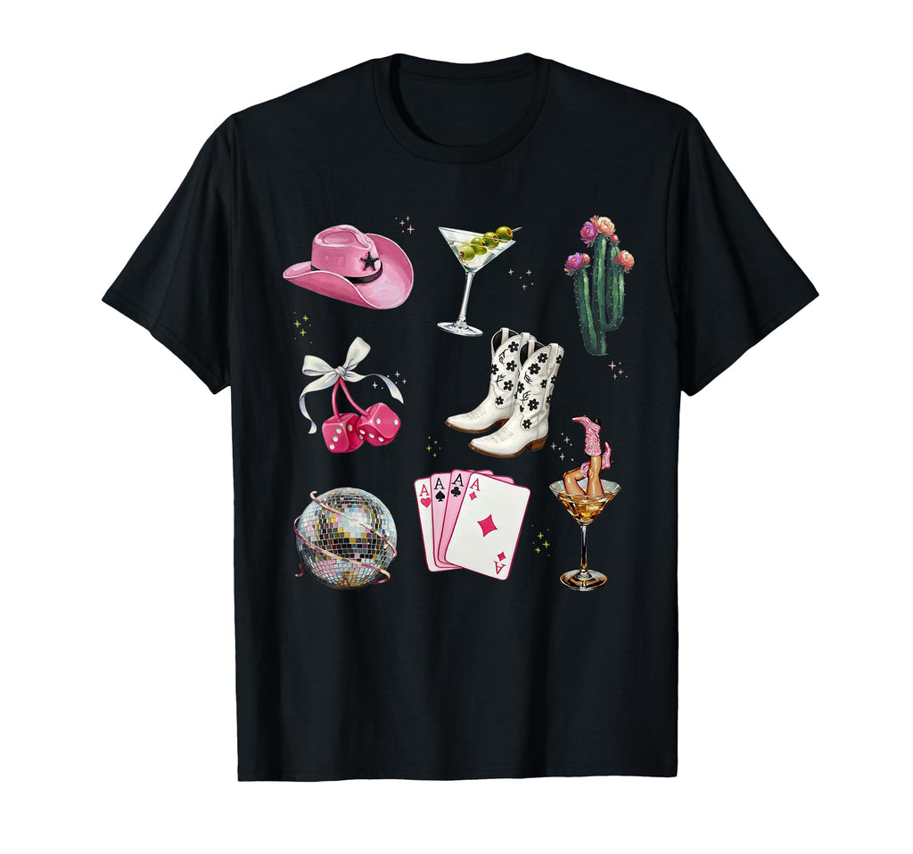 Cowgirl Pinup Art Martini Cowboy T-Shirt - Streetwear Style for Adults - T-Shirt, Sweatshirt, Hoodie