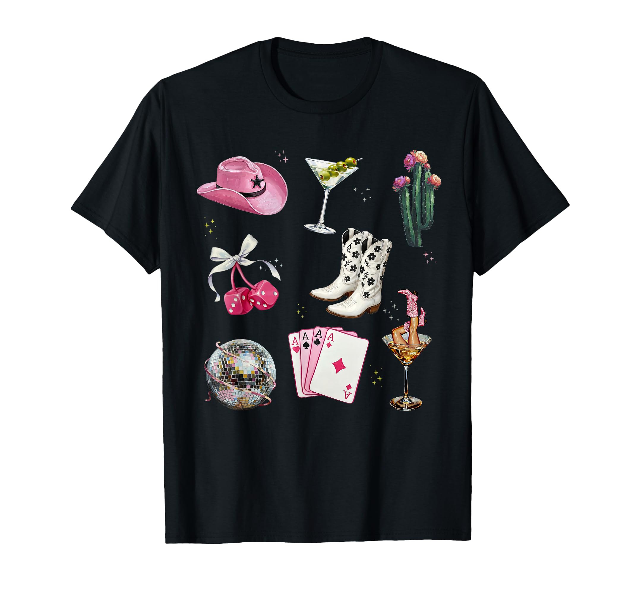 Cowgirl Pinup Art Martini Cowboy T-Shirt - Streetwear Style for Adults - T-Shirt, Sweatshirt, Hoodie