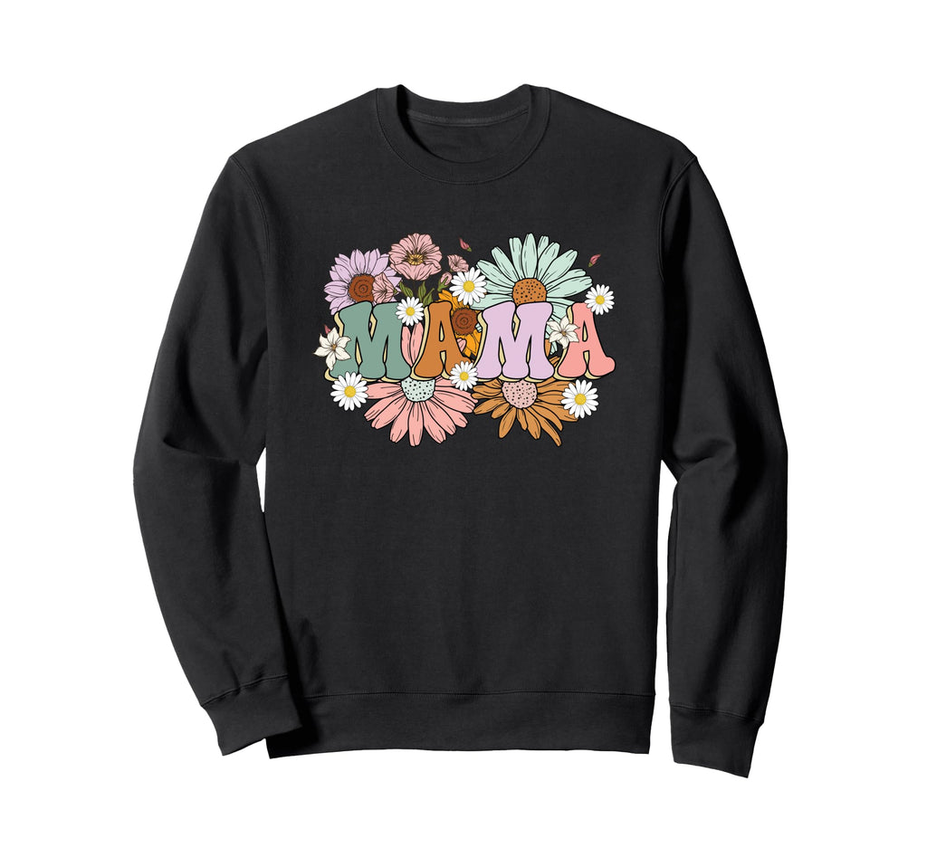 Mama Flower Power Groovy Sweatshirt - Trendy Graphic for Adults - T-Shirt, Sweatshirt, Hoodie