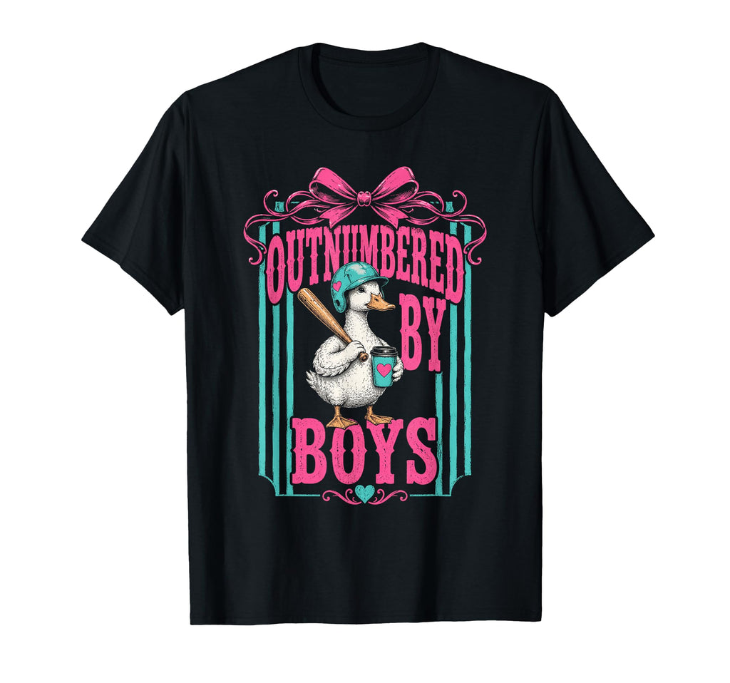 Outnumbered Duck Baseball Coffee Mom T-Shirt - Graphic Print Men Women - T-Shirt, Sweatshirt, Hoodie